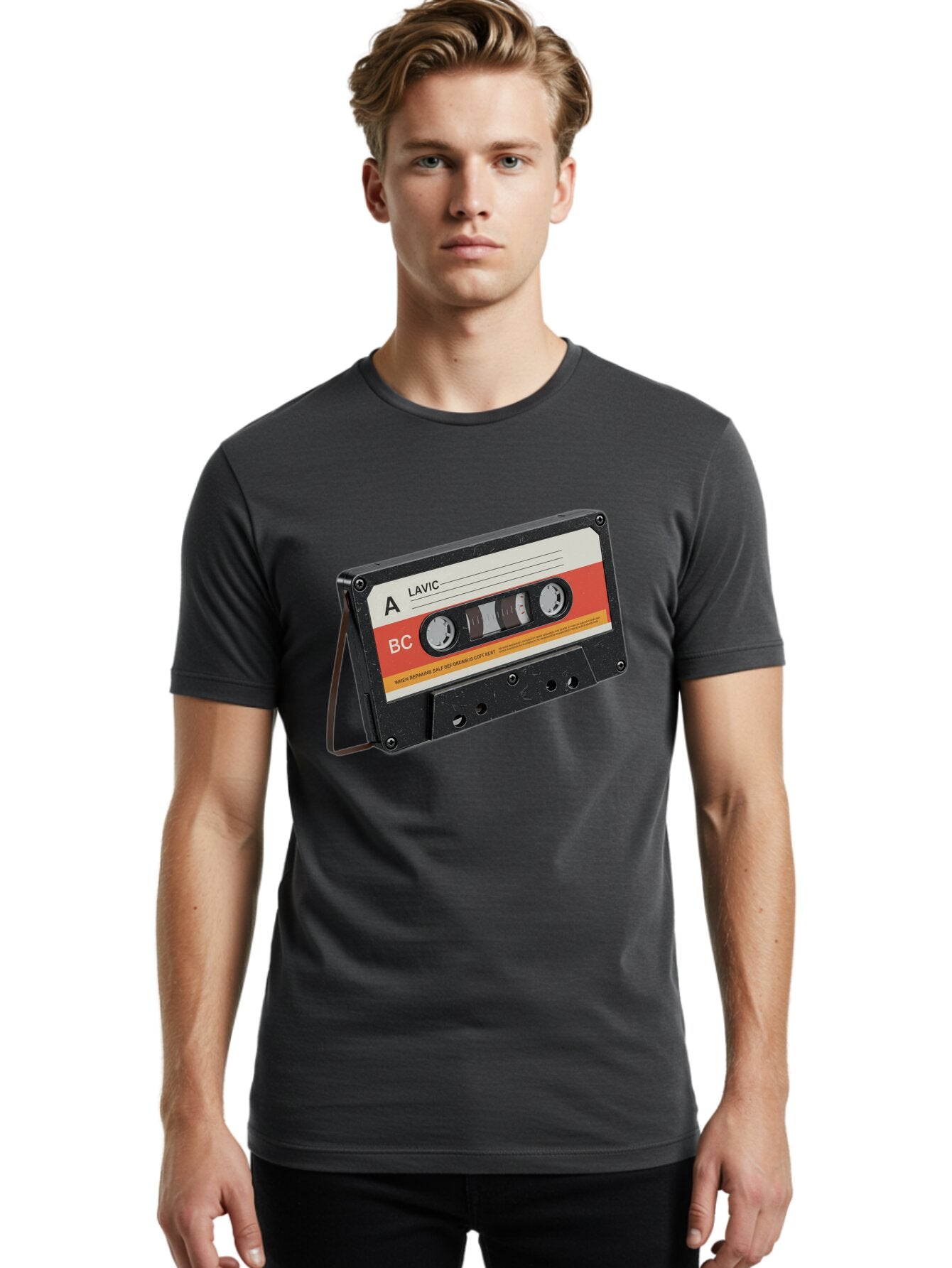 Lavic-Cassette-Tape Men'S Graphic Tee, 100% Cotton, Comfortable Casual Summer Wear, Machine Washable, Vintage Camera, Old Camera, Antique Camera, Black Camera, Classic Photography, Photography Equipment, Nostalgic Device, Film Camera, Bam751 30