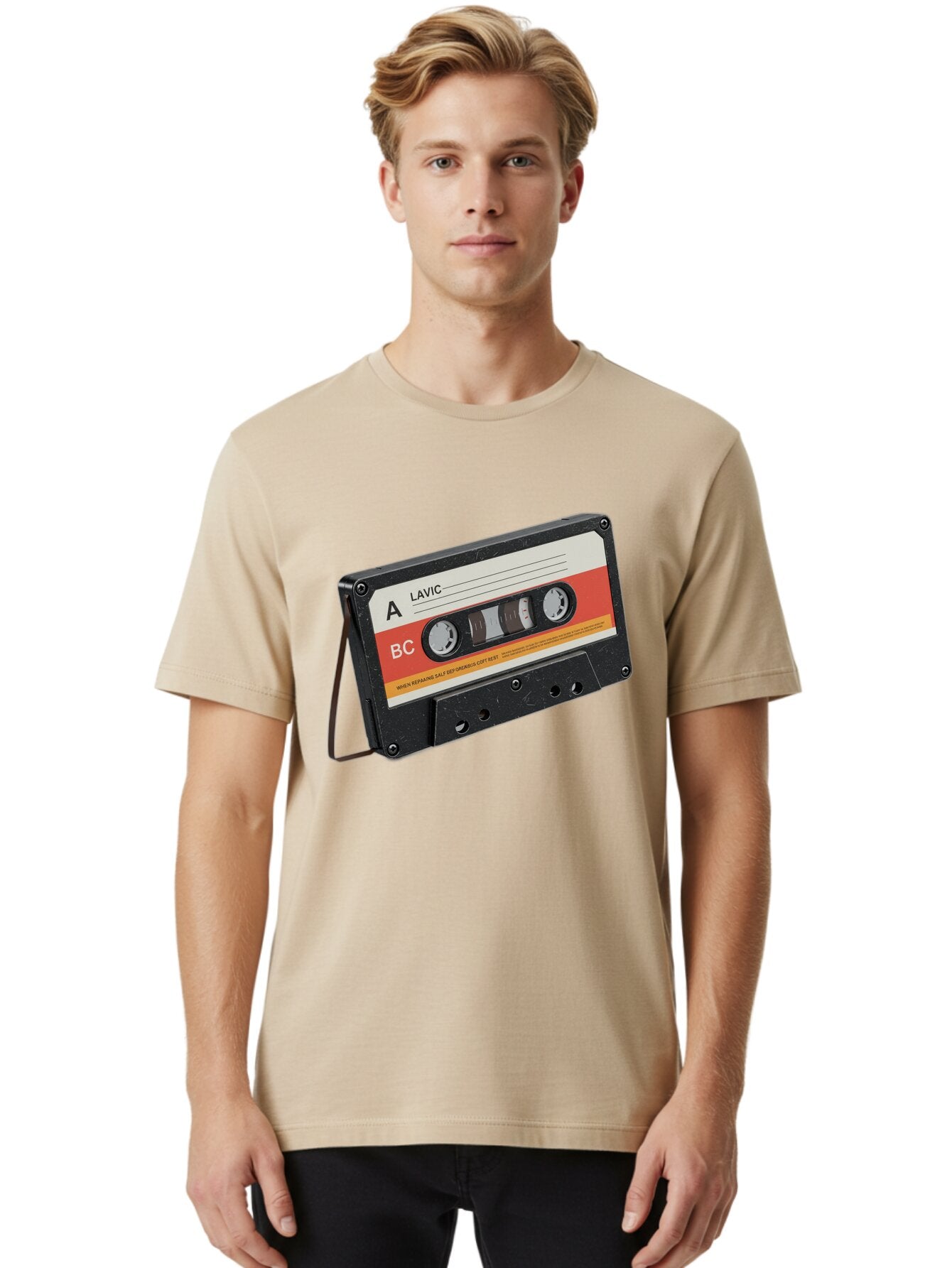 Lavic-Cassette-Tape Men'S Graphic Tee, 100% Cotton, Comfortable Casual Summer Wear, Machine Washable, Vintage Camera, Old Camera, Antique Camera, Black Camera, Classic Photography, Photography Equipment, Nostalgic Device, Film Camera, Bam751 16