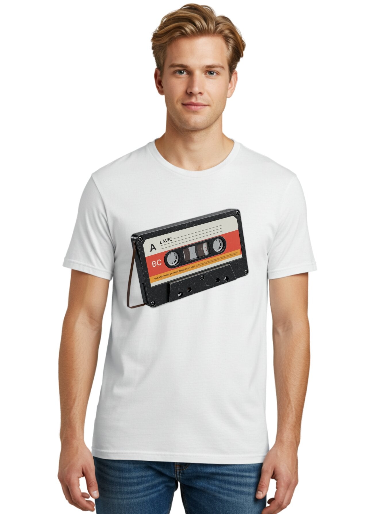Lavic-Cassette-Tape Men'S Graphic Tee, 100% Cotton, Comfortable Casual Summer Wear, Machine Washable, Vintage Camera, Old Camera, Antique Camera, Black Camera, Classic Photography, Photography Equipment, Nostalgic Device, Film Camera, Bam751 24