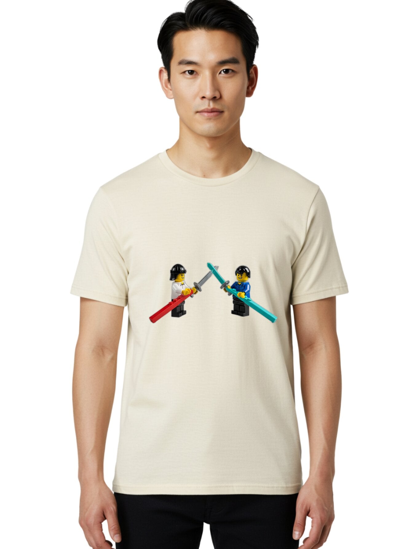 Lego-Minifigures-Sword-Fight Men'S Graphic Tee, 100% Cotton, Comfortable Casual Summer Wear, Machine Washable, Vintage Camera, Old Camera, Antique Camera, Black Camera, Classic Photography, Photography Equipment, Nostalgic Device, Film Camera, Bam757 25