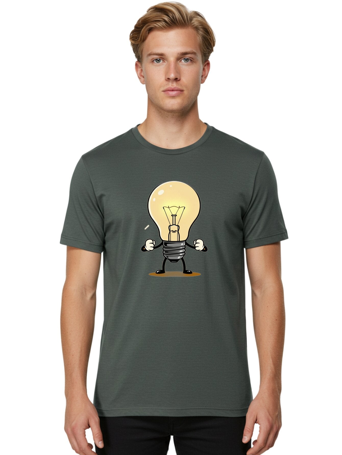 Light-Bulb-Character Men'S Graphic Tee, 100% Cotton, Comfortable Casual Summer Wear, Machine Washable, Vintage Camera, Old Camera, Antique Camera, Black Camera, Classic Photography, Photography Equipment, Nostalgic Device, Film Camera, Bam765 17