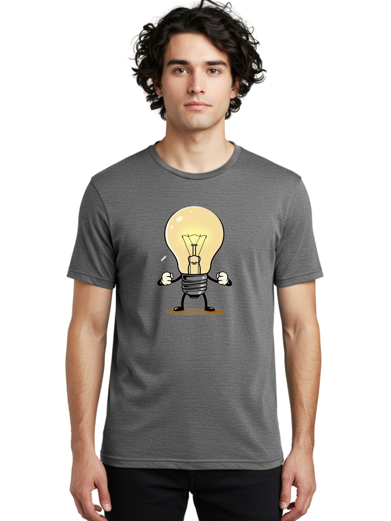 Light-Bulb-Character Men'S Graphic Tee, 100% Cotton, Comfortable Casual Summer Wear, Machine Washable, Vintage Camera, Old Camera, Antique Camera, Black Camera, Classic Photography, Photography Equipment, Nostalgic Device, Film Camera, Bam765 16