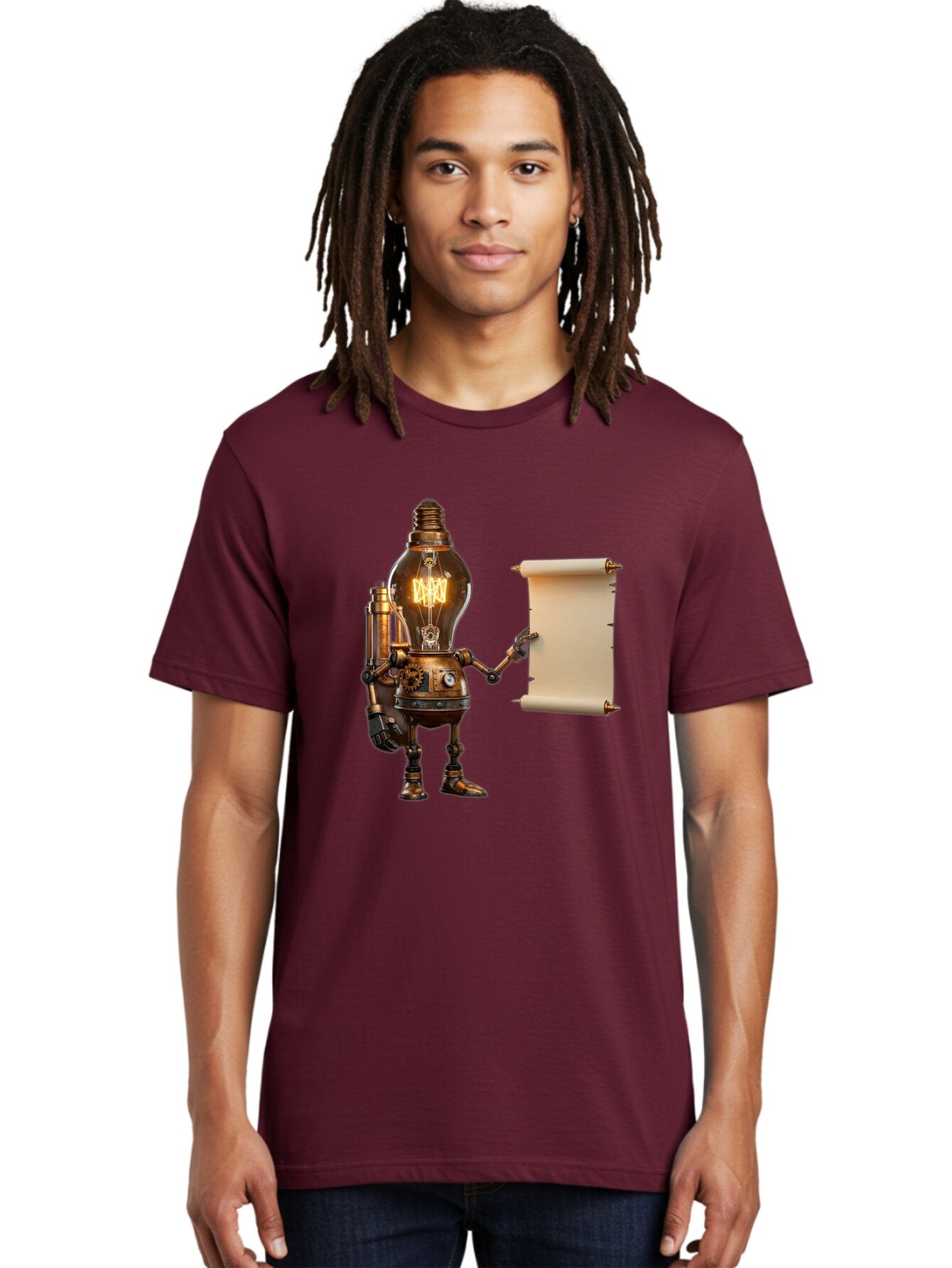 Light-Bulb-Robot Men'S Graphic Tee, 100% Cotton, Comfortable Casual Summer Wear, Machine Washable, Vintage Camera, Old Camera, Antique Camera, Black Camera, Classic Photography, Photography Equipment, Nostalgic Device, Film Camera, Camera Art Bam766 26