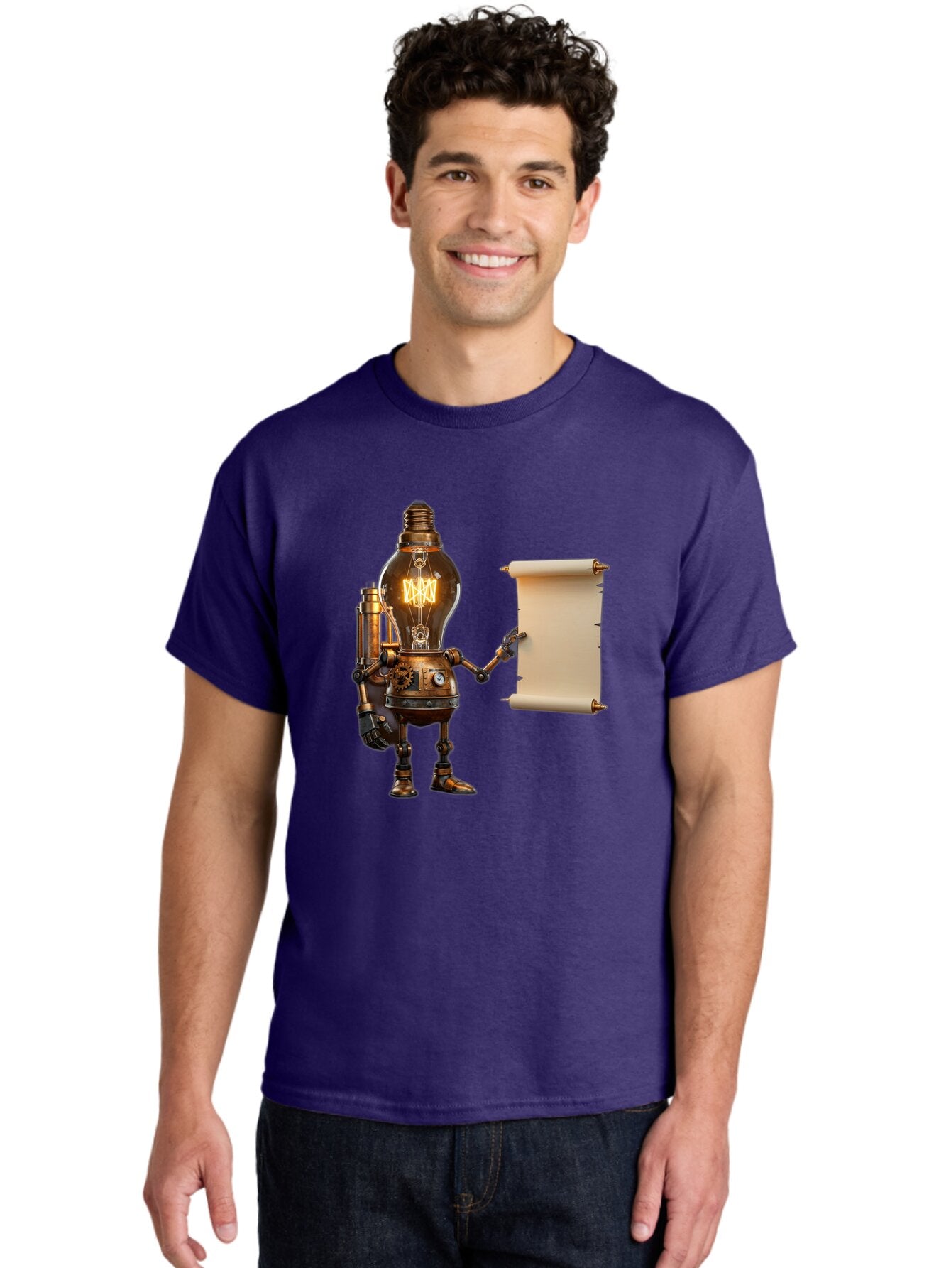 Light-Bulb-Robot Men'S Graphic Tee, 100% Cotton, Comfortable Casual Summer Wear, Machine Washable, Vintage Camera, Old Camera, Antique Camera, Black Camera, Classic Photography, Photography Equipment, Nostalgic Device, Film Camera, Camera Art Bam766 23