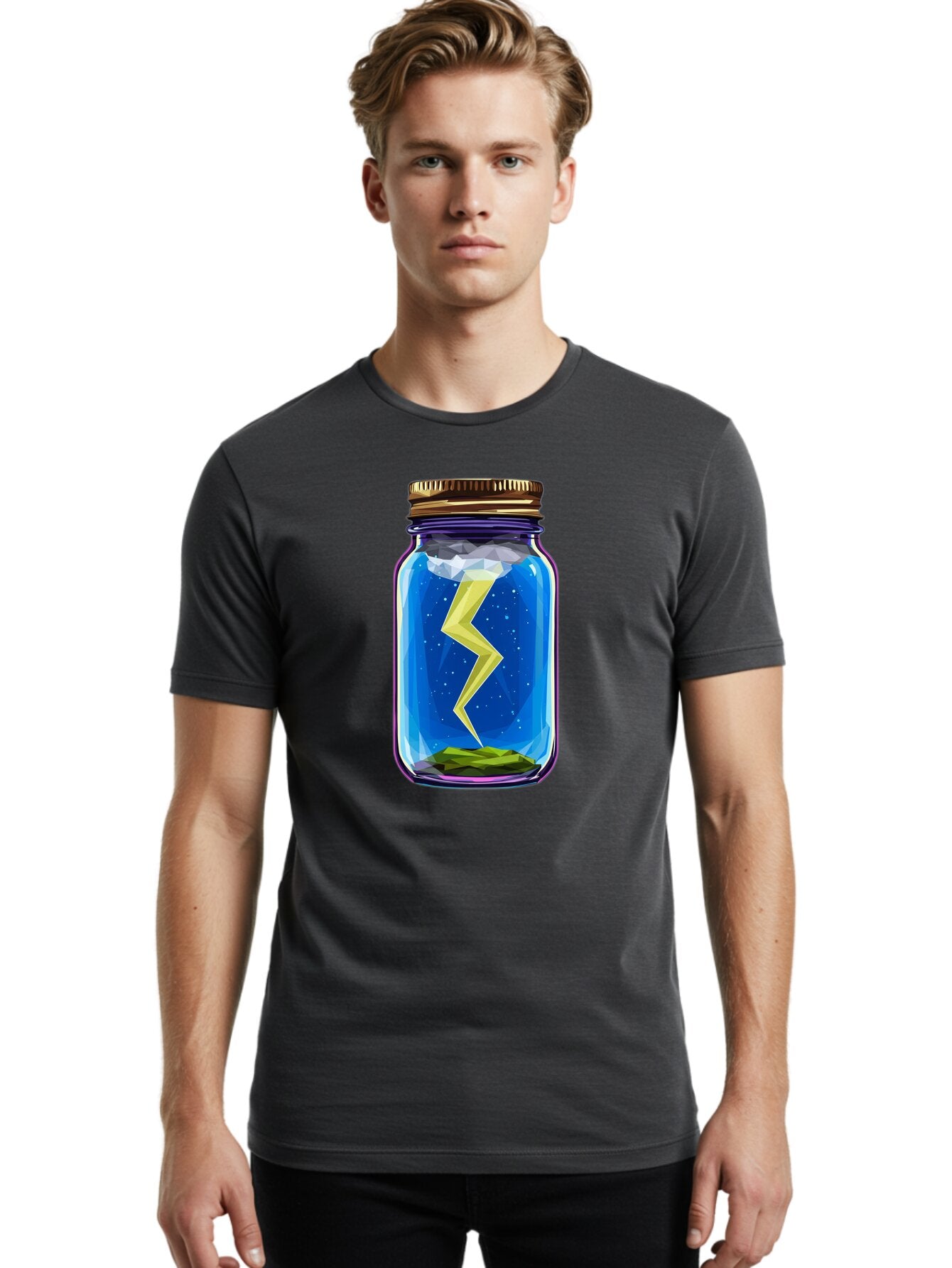 Lightning-In-A-Jar-2 Men'S Graphic Tee, 100% Cotton, Comfortable Casual Summer Wear, Machine Washable, Vintage Camera, Old Camera, Antique Camera, Black Camera, Classic Photography, Photography Equipment, Nostalgic Device, Film Camera, Bam774 28
