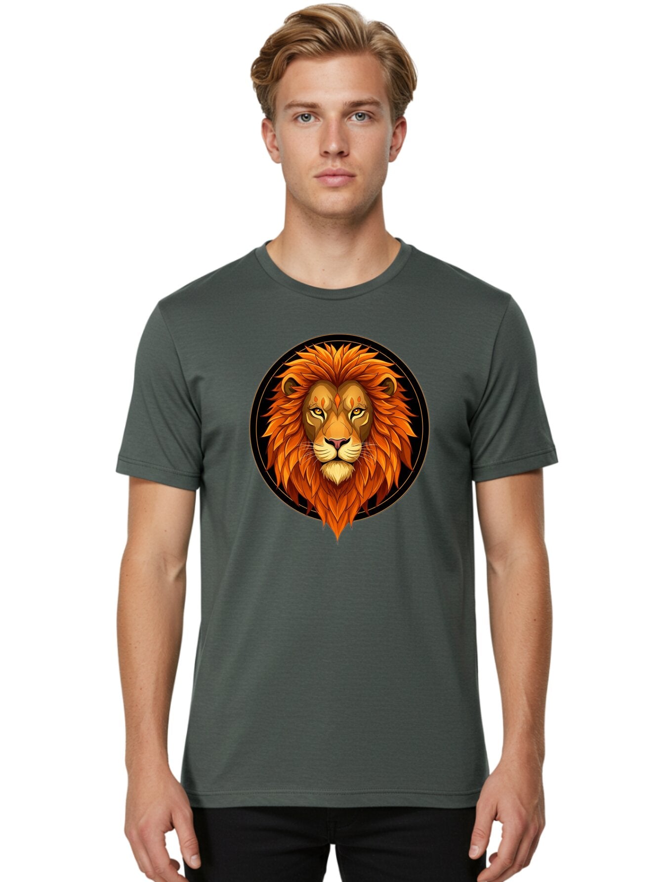 Lion-Head-Logo Men'S Graphic Tee, 100% Cotton, Comfortable Casual Summer Wear, Machine Washable, Vintage Camera, Old Camera, Antique Camera, Black Camera, Classic Photography, Photography Equipment, Nostalgic Device, Film Camera, Camera Art Bam786 24