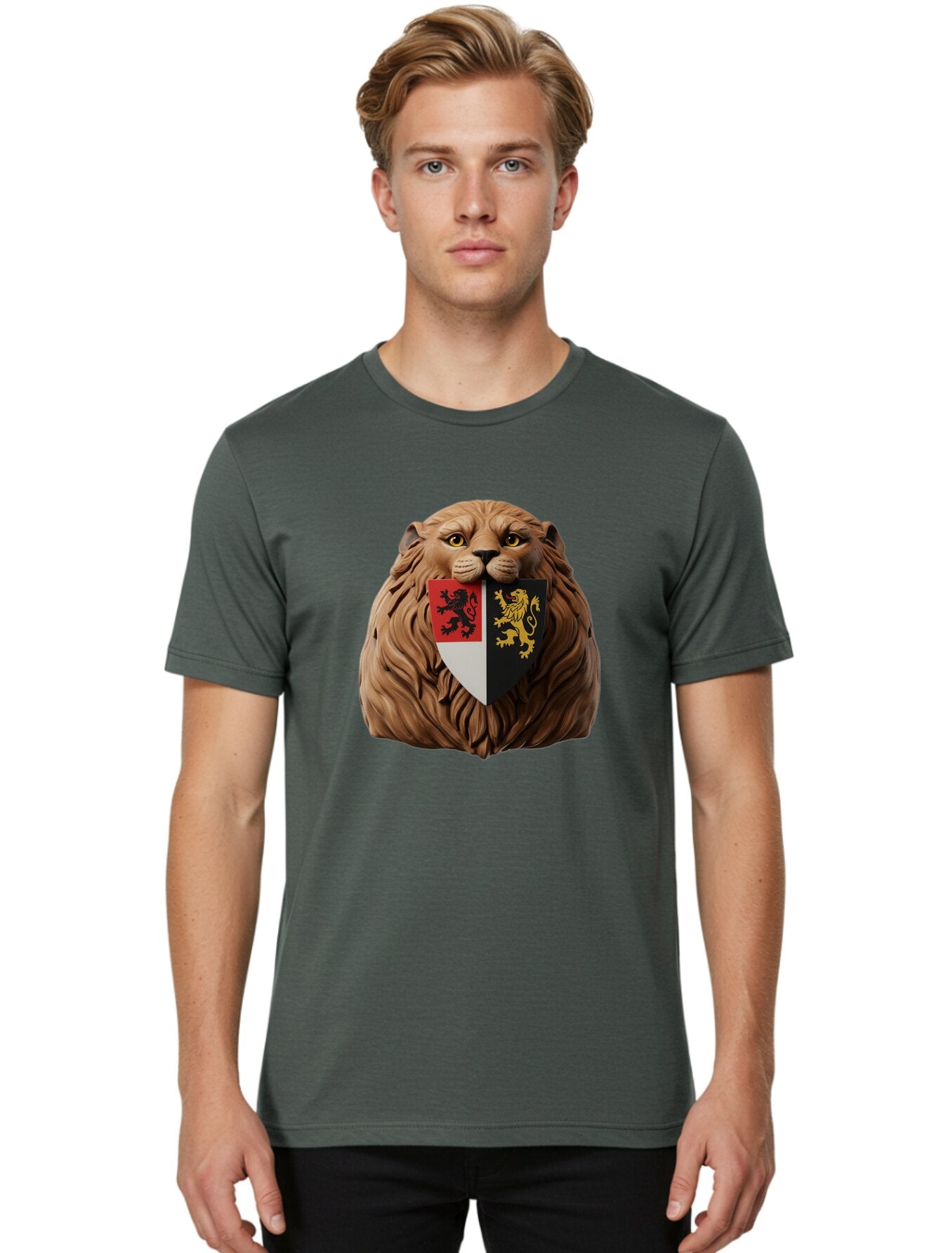 Lion-Shield-Crest Men'S Graphic Tee, 100% Cotton, Comfortable Casual Summer Wear, Machine Washable, Vintage Camera, Old Camera, Antique Camera, Black Camera, Classic Photography, Photography Equipment, Nostalgic Device, Film Camera, Camera Art Bam787 18