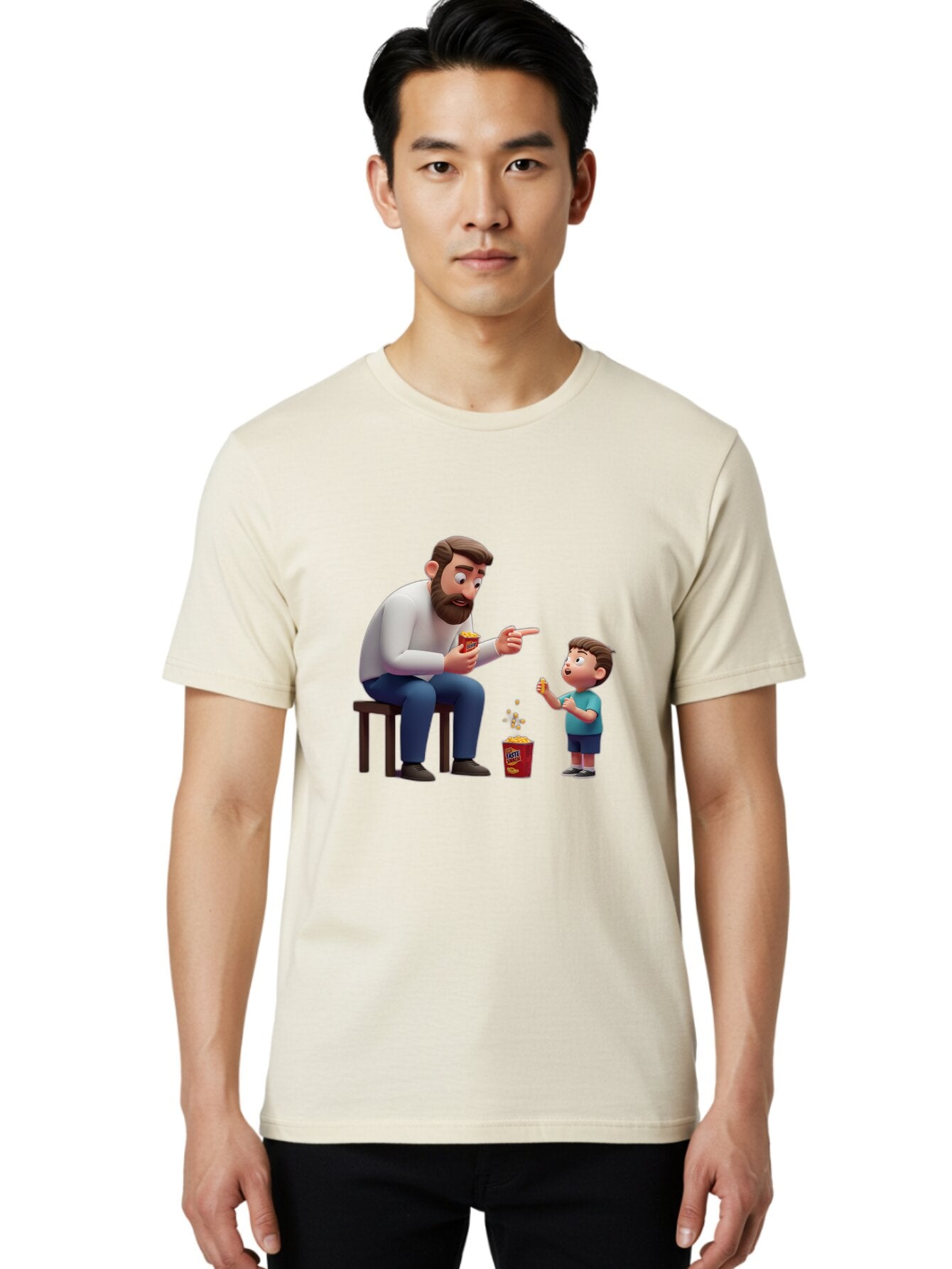 Man-And-Boy-With-Popcorn Men'S Graphic Tee, 100% Cotton, Comfortable Casual Summer Wear, Machine Washable, Vintage Camera, Old Camera, Antique Camera, Black Camera, Classic Photography, Photography Equipment, Nostalgic Device, Film Camera, Bam823 23