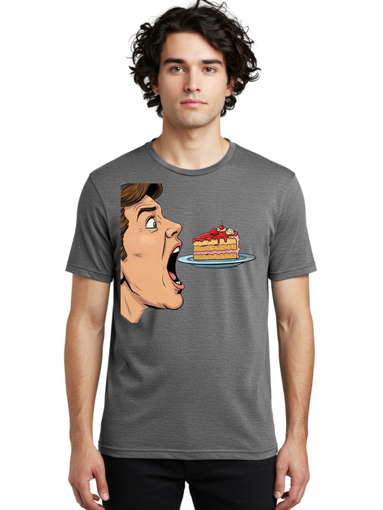 Man-Looking-At-Cake Men'S Graphic Tee, 100% Cotton, Comfortable Casual Summer Wear, Machine Washable, Vintage Camera, Old Camera, Antique Camera, Black Camera, Classic Photography, Photography Equipment, Nostalgic Device, Film Camera, Bam827 17