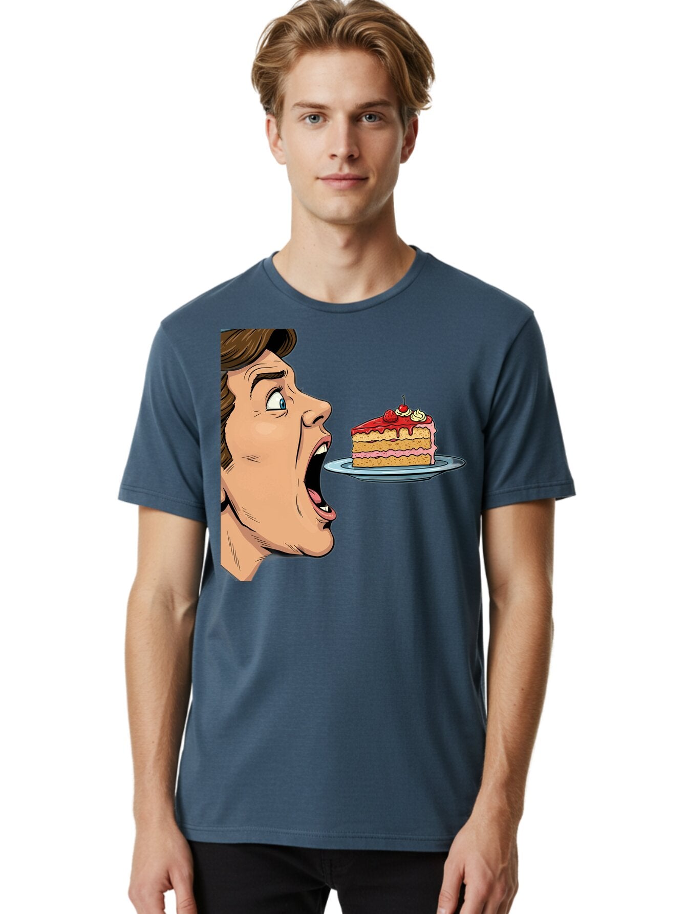 Man-Looking-At-Cake Men'S Graphic Tee, 100% Cotton, Comfortable Casual Summer Wear, Machine Washable, Vintage Camera, Old Camera, Antique Camera, Black Camera, Classic Photography, Photography Equipment, Nostalgic Device, Film Camera, Bam827 20