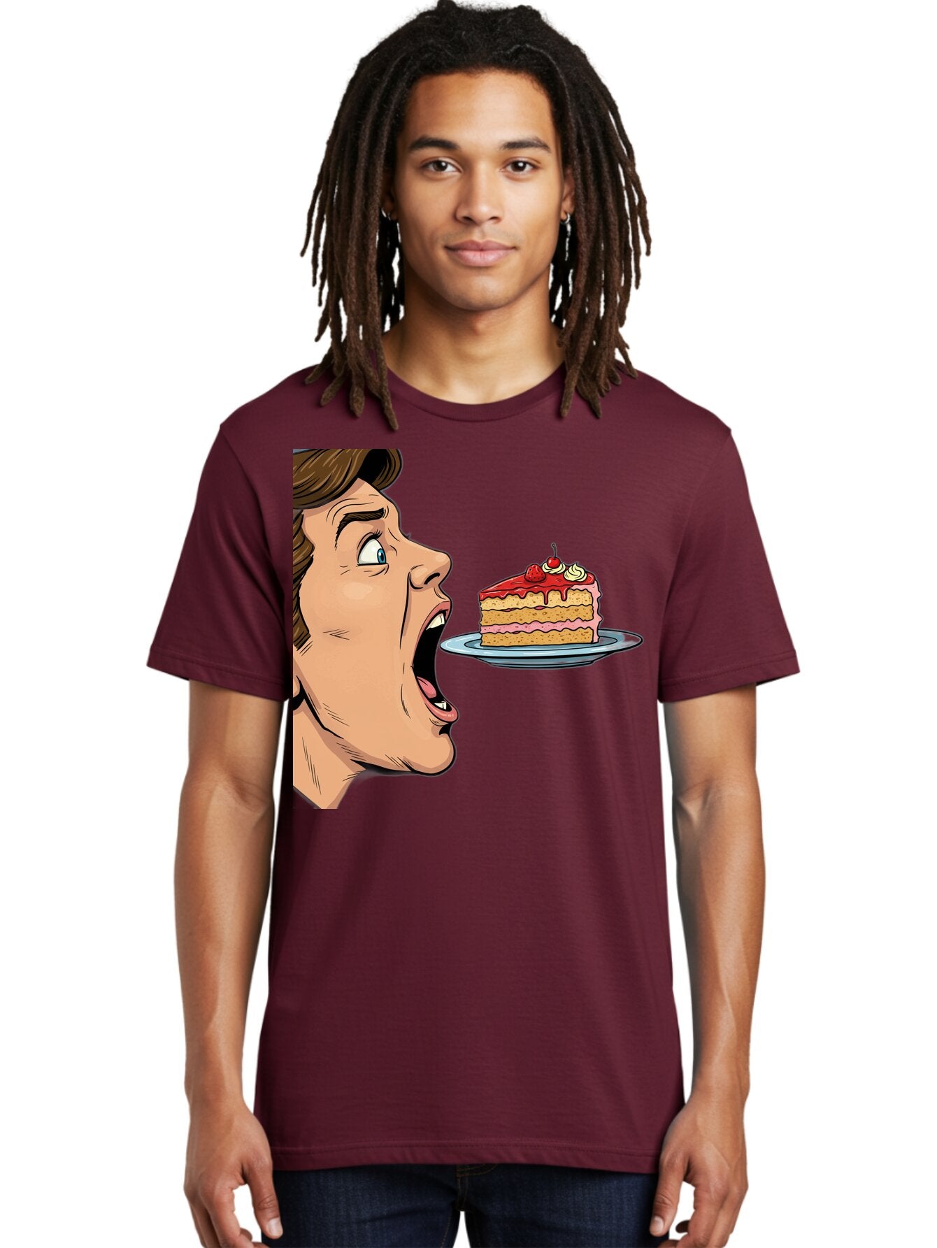 Man-Looking-At-Cake Men'S Graphic Tee, 100% Cotton, Comfortable Casual Summer Wear, Machine Washable, Vintage Camera, Old Camera, Antique Camera, Black Camera, Classic Photography, Photography Equipment, Nostalgic Device, Film Camera, Bam827 27