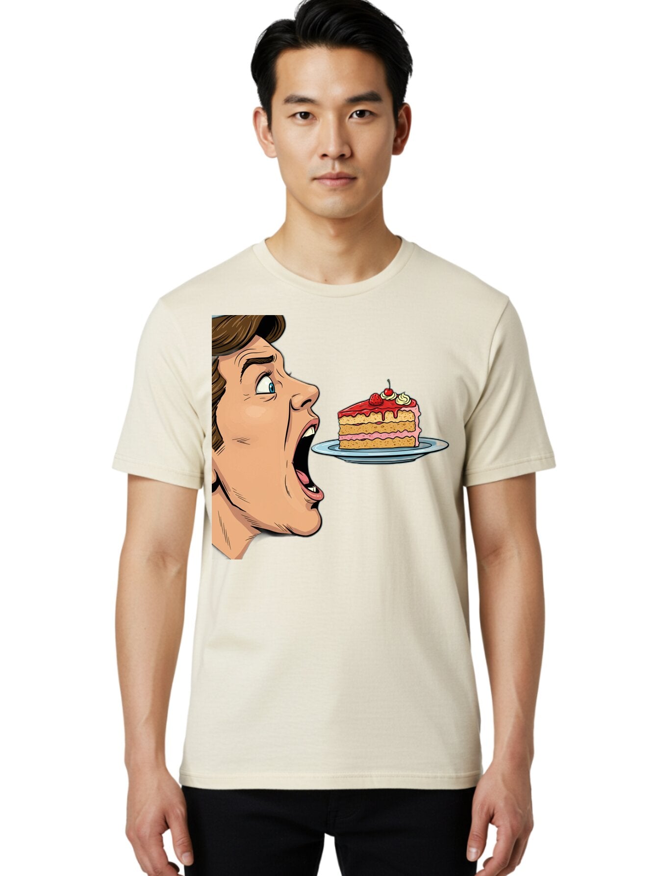 Man-Looking-At-Cake Men'S Graphic Tee, 100% Cotton, Comfortable Casual Summer Wear, Machine Washable, Vintage Camera, Old Camera, Antique Camera, Black Camera, Classic Photography, Photography Equipment, Nostalgic Device, Film Camera, Bam827 30