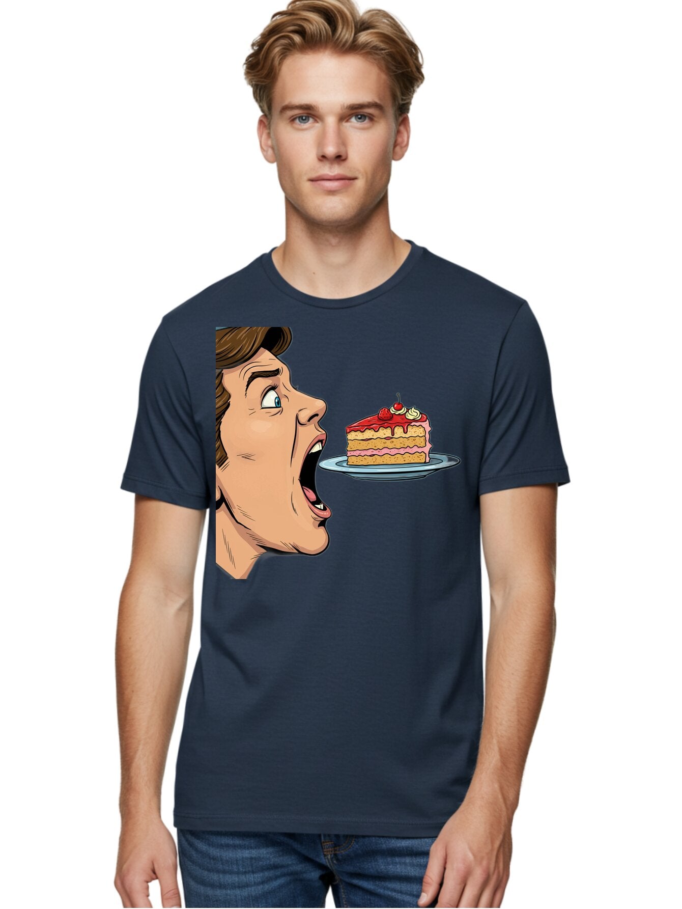 Man-Looking-At-Cake Men'S Graphic Tee, 100% Cotton, Comfortable Casual Summer Wear, Machine Washable, Vintage Camera, Old Camera, Antique Camera, Black Camera, Classic Photography, Photography Equipment, Nostalgic Device, Film Camera, Bam827 21