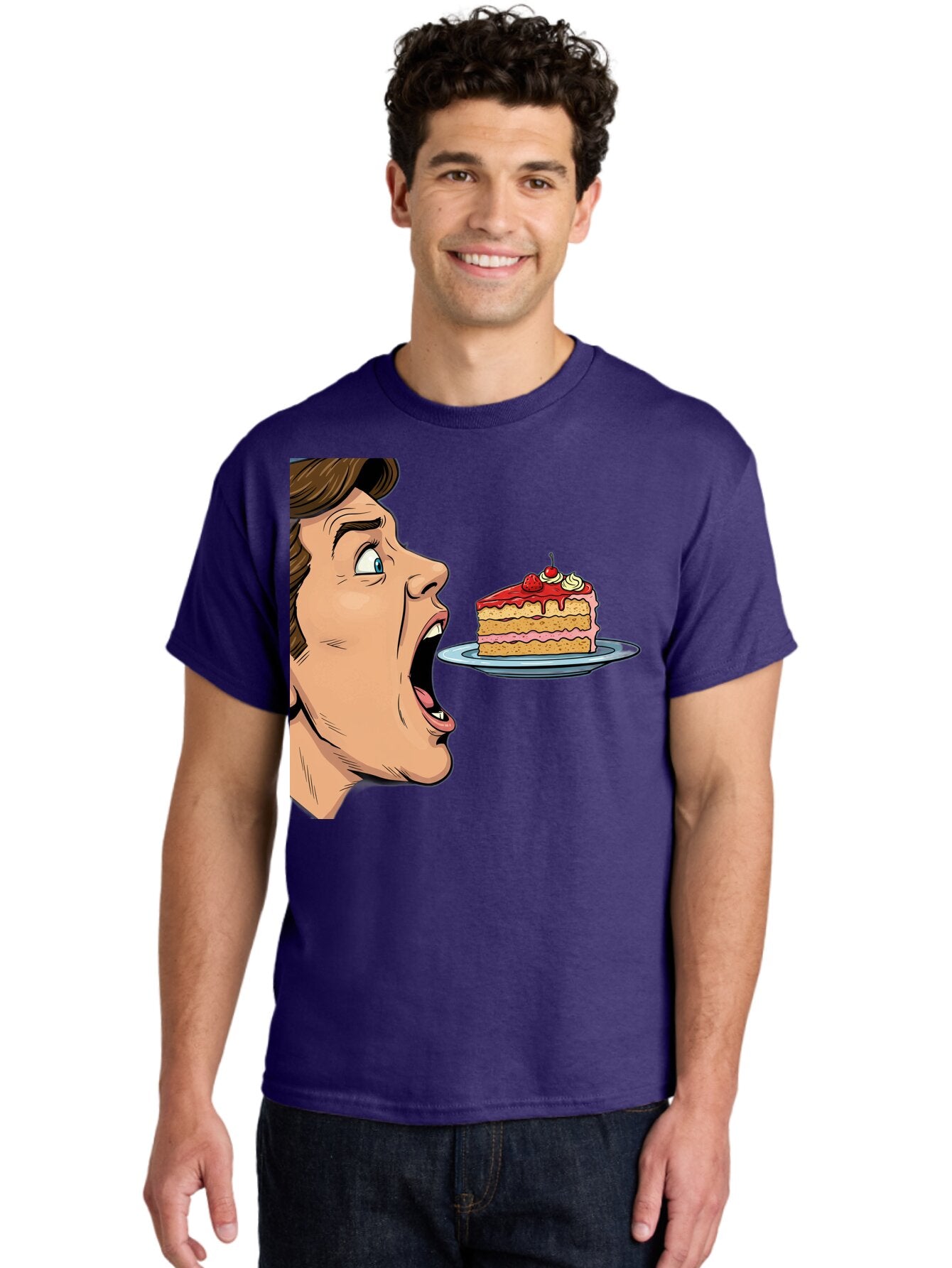 Man-Looking-At-Cake Men'S Graphic Tee, 100% Cotton, Comfortable Casual Summer Wear, Machine Washable, Vintage Camera, Old Camera, Antique Camera, Black Camera, Classic Photography, Photography Equipment, Nostalgic Device, Film Camera, Bam827 23