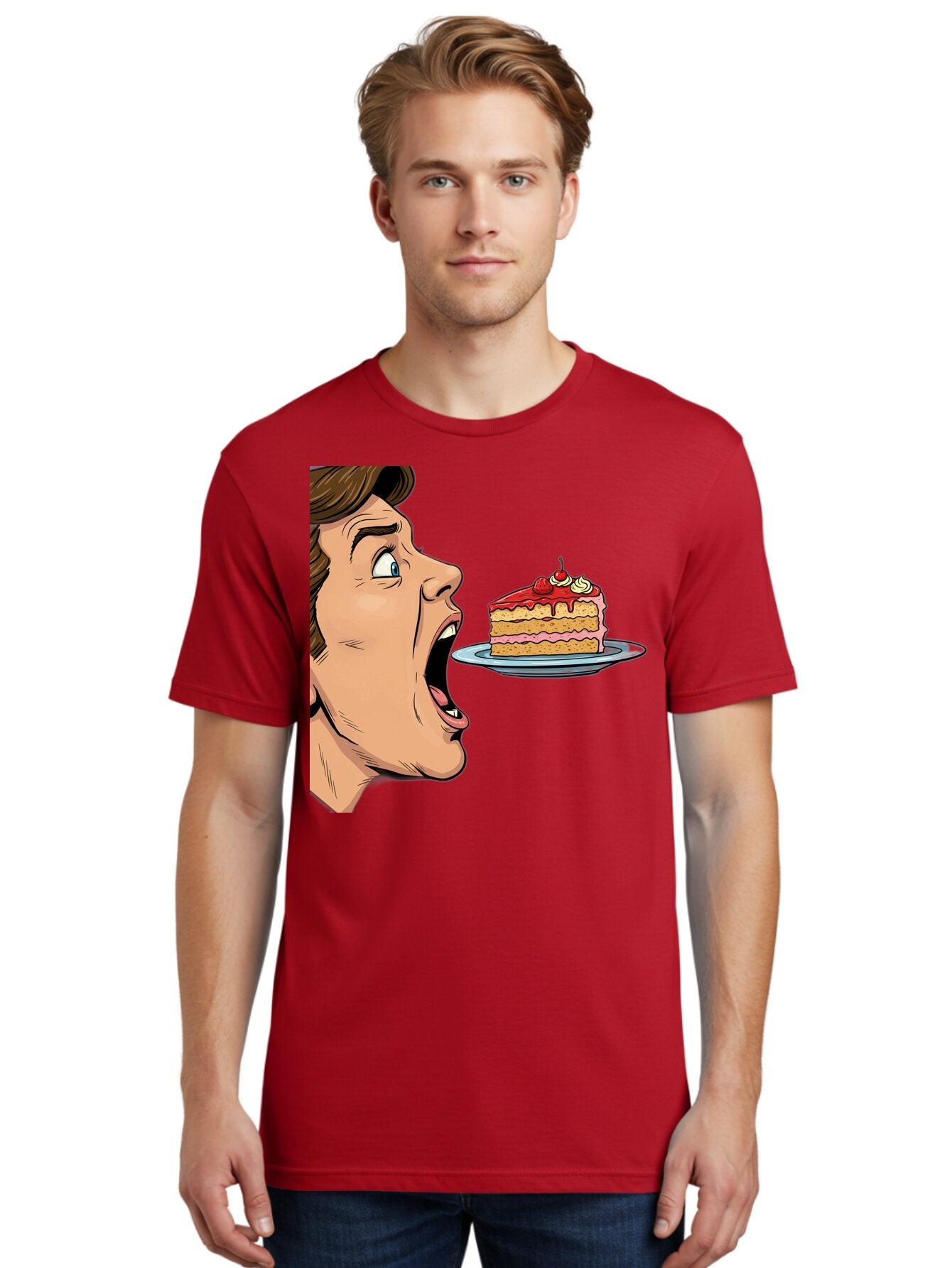 Man-Looking-At-Cake Men'S Graphic Tee, 100% Cotton, Comfortable Casual Summer Wear, Machine Washable, Vintage Camera, Old Camera, Antique Camera, Black Camera, Classic Photography, Photography Equipment, Nostalgic Device, Film Camera, Bam827 29