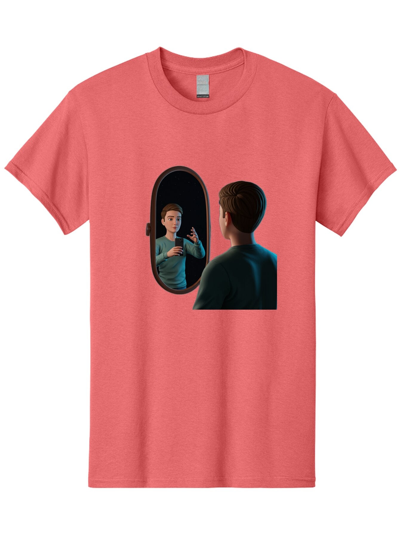 Man-Looking-Into-Mirror Men'S Graphic Tee, 100% Cotton, Comfortable Casual Summer Wear, Machine Washable, Vintage Camera, Old Camera, Antique Camera, Black Camera, Classic Photography, Photography Equipment, Nostalgic Device, Film Camera, Bam828