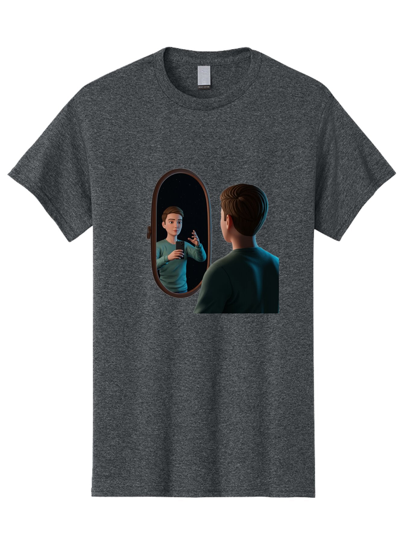 Man-Looking-Into-Mirror Men'S Graphic Tee, 100% Cotton, Comfortable Casual Summer Wear, Machine Washable, Vintage Camera, Old Camera, Antique Camera, Black Camera, Classic Photography, Photography Equipment, Nostalgic Device, Film Camera, Bam828 6