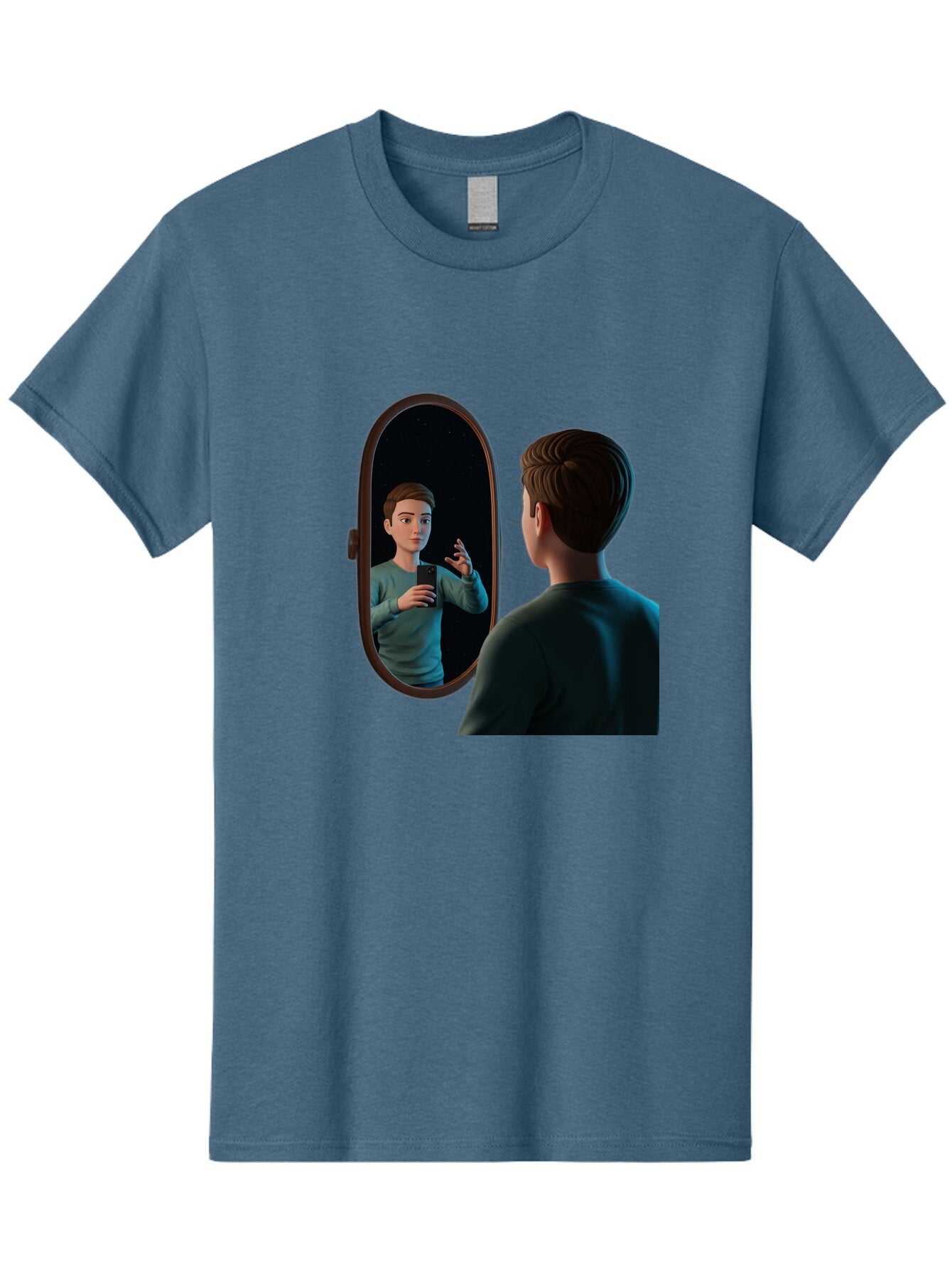 Man-Looking-Into-Mirror Men'S Graphic Tee, 100% Cotton, Comfortable Casual Summer Wear, Machine Washable, Vintage Camera, Old Camera, Antique Camera, Black Camera, Classic Photography, Photography Equipment, Nostalgic Device, Film Camera, Bam828 8