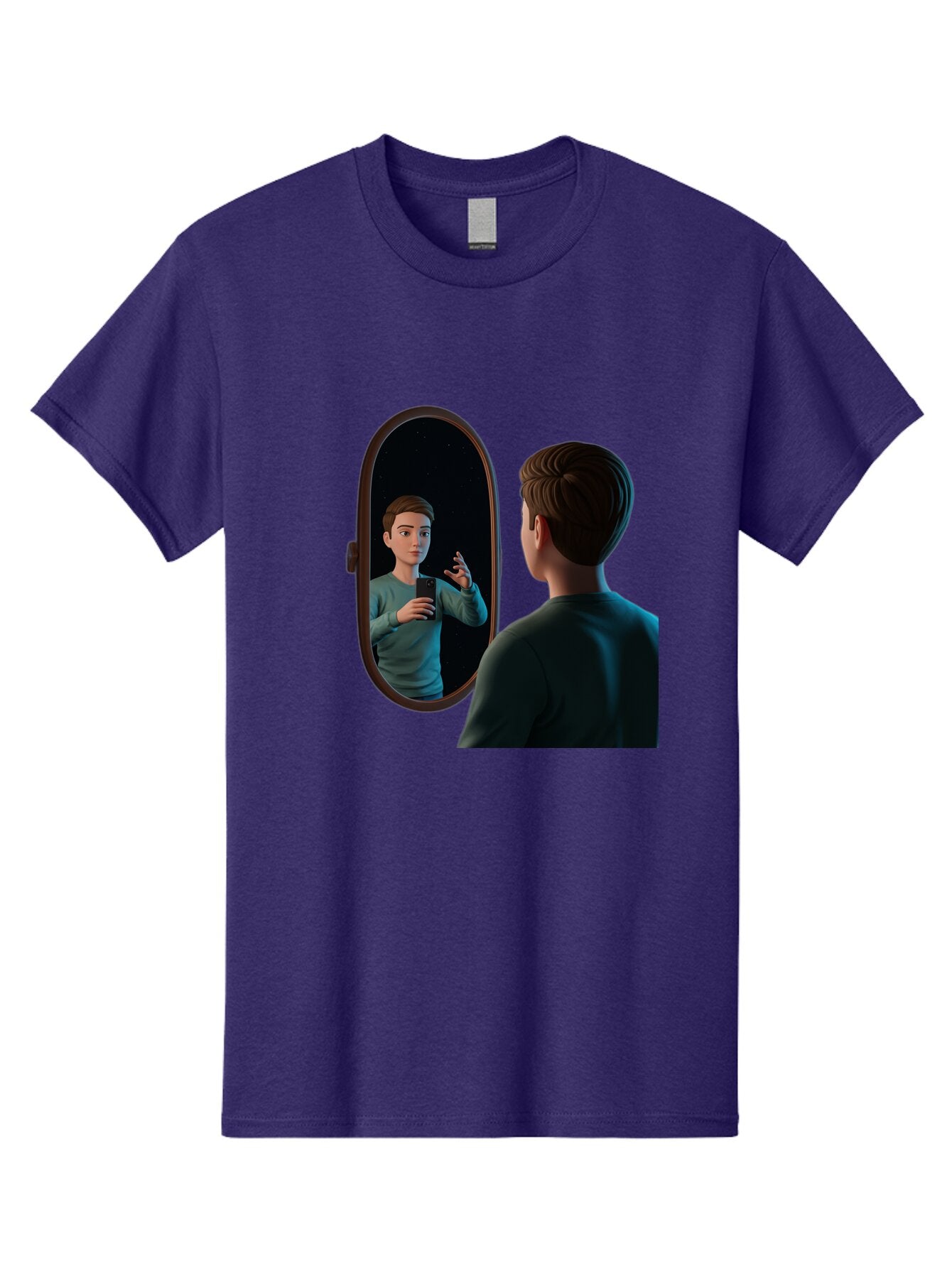 Man-Looking-Into-Mirror Men'S Graphic Tee, 100% Cotton, Comfortable Casual Summer Wear, Machine Washable, Vintage Camera, Old Camera, Antique Camera, Black Camera, Classic Photography, Photography Equipment, Nostalgic Device, Film Camera, Bam828