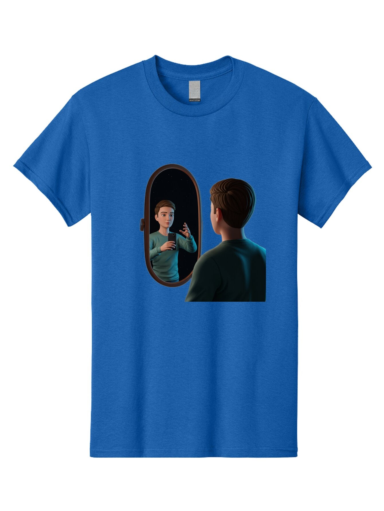 Man-Looking-Into-Mirror Men'S Graphic Tee, 100% Cotton, Comfortable Casual Summer Wear, Machine Washable, Vintage Camera, Old Camera, Antique Camera, Black Camera, Classic Photography, Photography Equipment, Nostalgic Device, Film Camera, Bam828 4