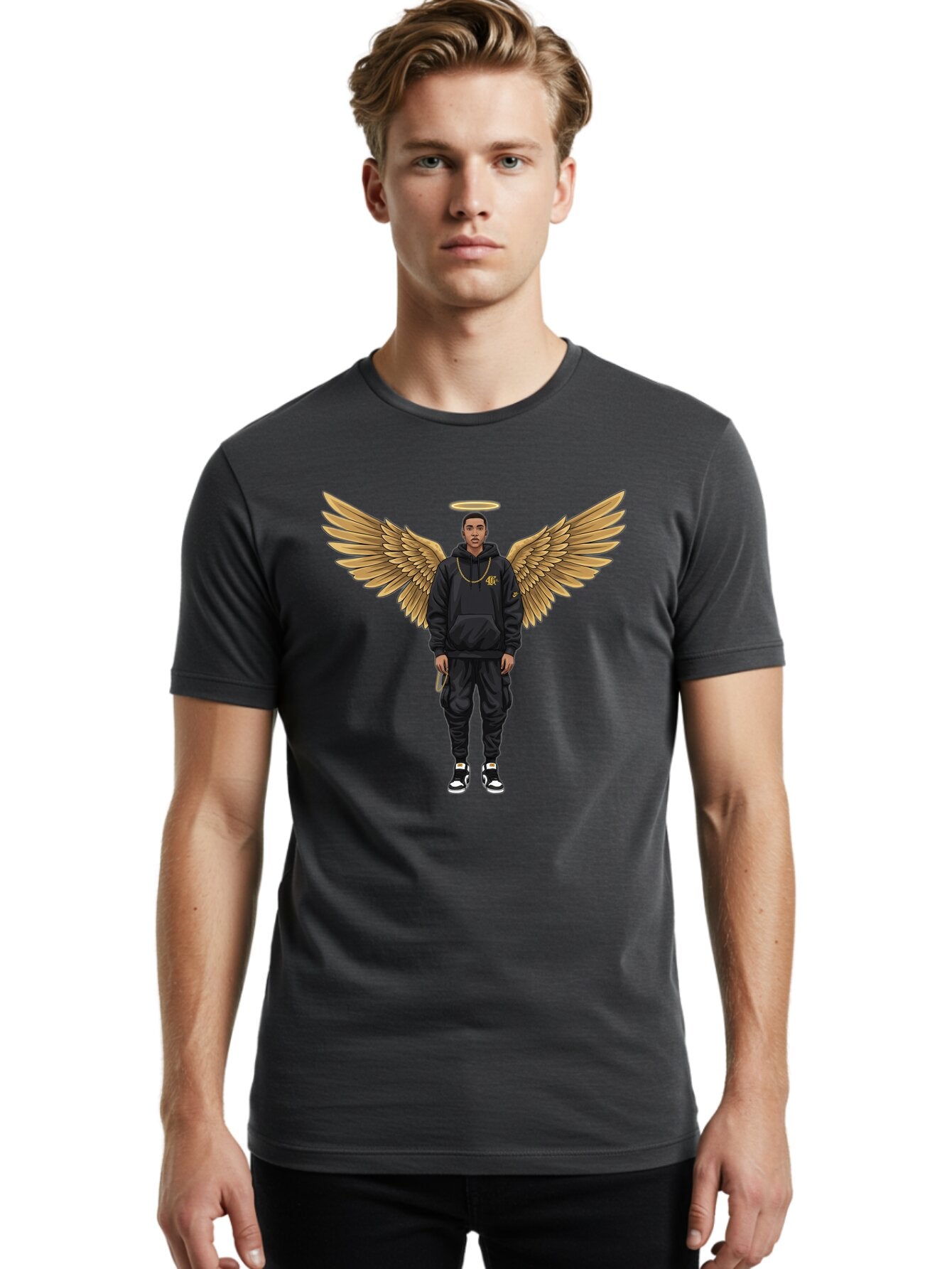 Man-With-Golden-Wings Men'S Graphic Tee, 100% Cotton, Comfortable Casual Summer Wear, Machine Washable, Vintage Camera, Old Camera, Antique Camera, Black Camera, Classic Photography, Photography Equipment, Nostalgic Device, Film Camera, Bam830 20