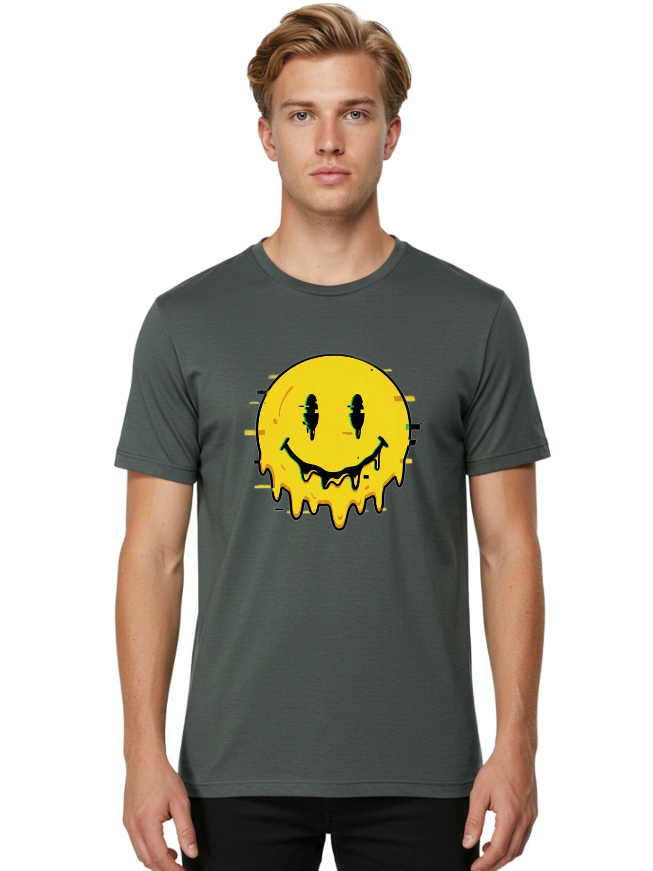 Melted-Smiley-Face-1 Men'S Graphic Tee, 100% Cotton, Comfortable Casual Summer Wear, Machine Washable, Vintage Camera, Old Camera, Antique Camera, Black Camera, Classic Photography, Photography Equipment, Nostalgic Device, Film Camera, Bam856 21