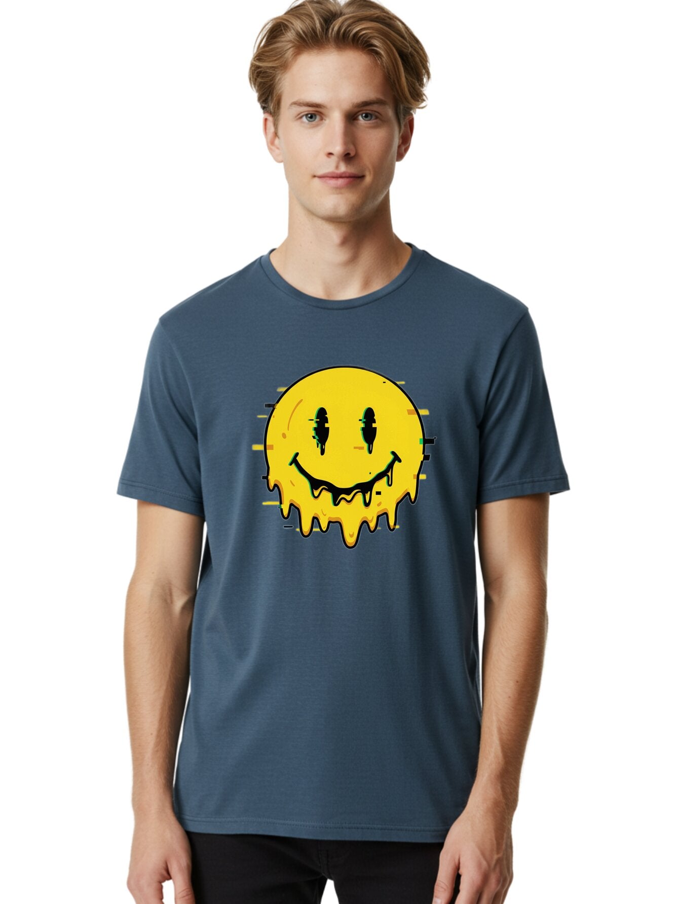 Melted-Smiley-Face-1 Men'S Graphic Tee, 100% Cotton, Comfortable Casual Summer Wear, Machine Washable, Vintage Camera, Old Camera, Antique Camera, Black Camera, Classic Photography, Photography Equipment, Nostalgic Device, Film Camera, Bam856 16