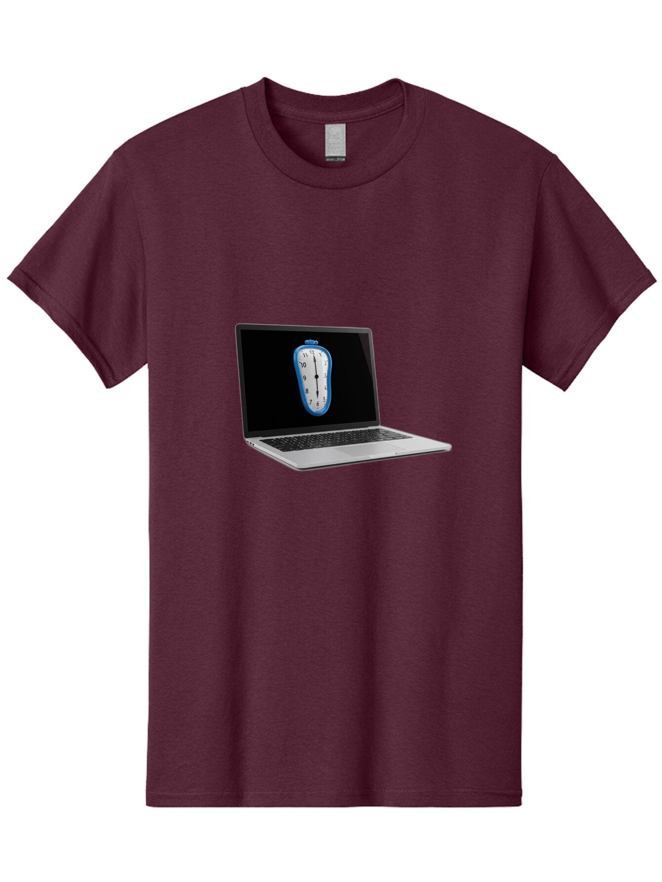 Melting-Clock-Laptop Men'S Graphic Tee, 100% Cotton, Comfortable Casual Summer Wear, Machine Washable, Vintage Camera, Old Camera, Antique Camera, Black Camera, Classic Photography, Photography Equipment, Nostalgic Device, Film Camera, Bam862 4