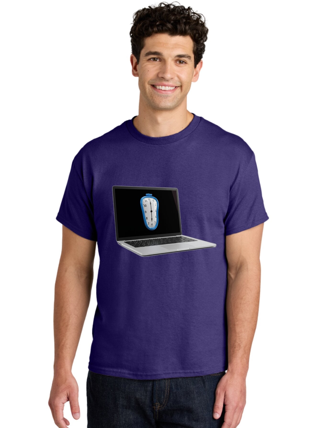 Melting-Clock-Laptop Men'S Graphic Tee, 100% Cotton, Comfortable Casual Summer Wear, Machine Washable, Vintage Camera, Old Camera, Antique Camera, Black Camera, Classic Photography, Photography Equipment, Nostalgic Device, Film Camera, Bam862 25