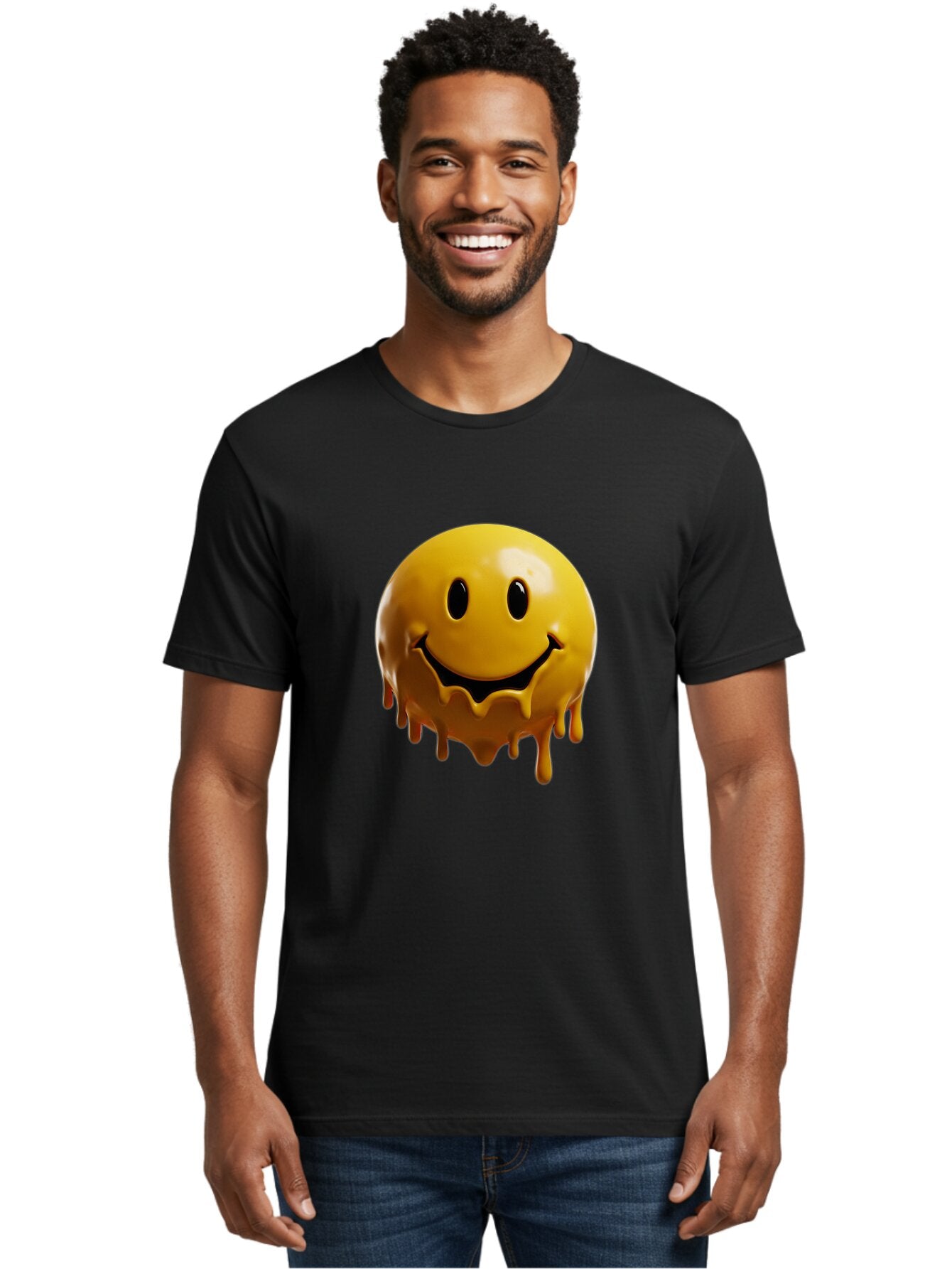 Melting-Smiley-3 Men'S Graphic Tee, 100% Cotton, Comfortable Casual Summer Wear, Machine Washable, Vintage Camera, Old Camera, Antique Camera, Black Camera, Classic Photography, Photography Equipment, Nostalgic Device, Film Camera, Camera Art Bam870 22