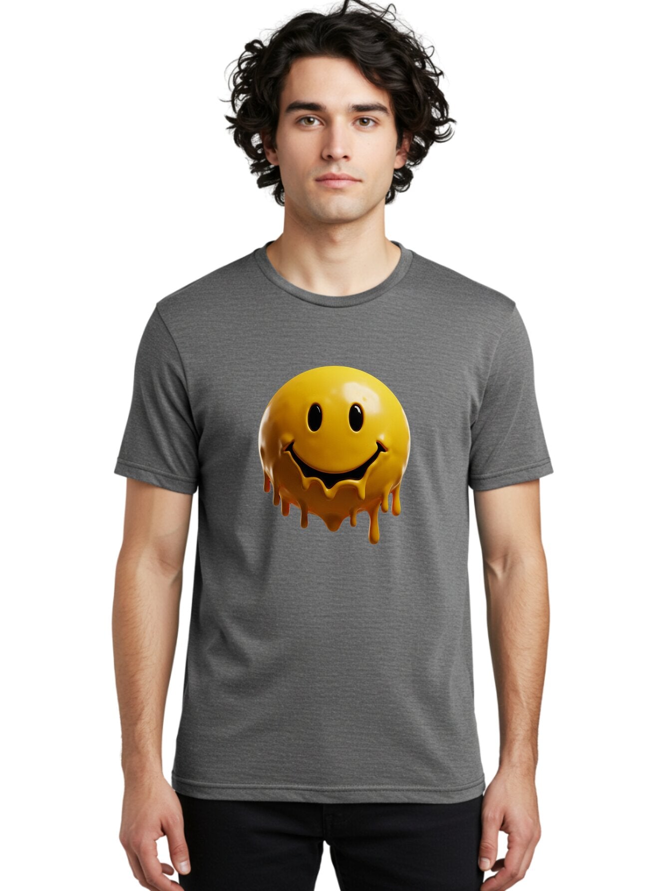 Melting-Smiley-3 Men'S Graphic Tee, 100% Cotton, Comfortable Casual Summer Wear, Machine Washable, Vintage Camera, Old Camera, Antique Camera, Black Camera, Classic Photography, Photography Equipment, Nostalgic Device, Film Camera, Camera Art Bam870 24