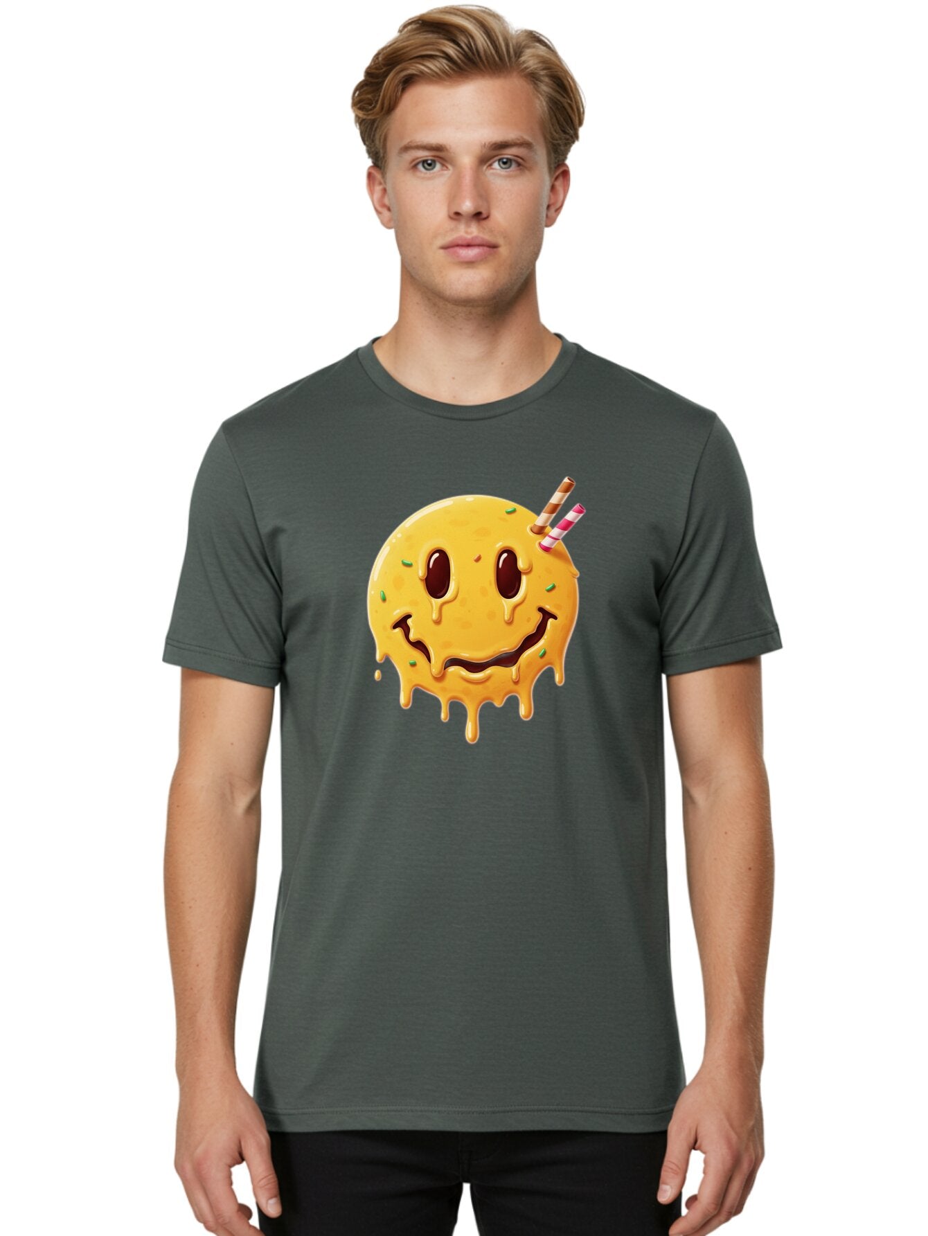 Melting-Smiley-Face-1 Men'S Graphic Tee, 100% Cotton, Comfortable Casual Summer Wear, Machine Washable, Vintage Camera, Old Camera, Antique Camera, Black Camera, Classic Photography, Photography Equipment, Nostalgic Device, Film Camera, Bam871 22
