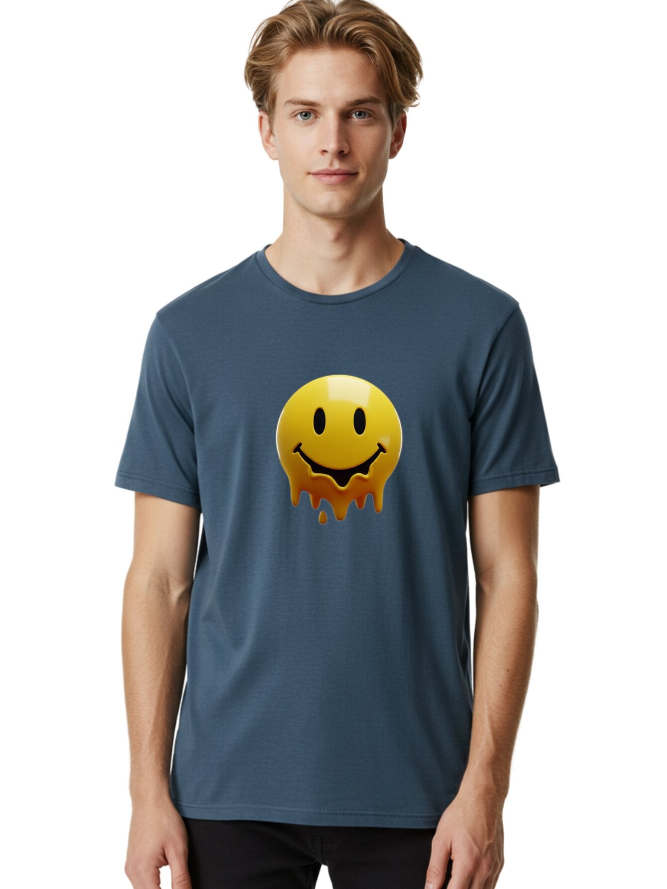 Melting-Smiley-Face Men'S Graphic Tee, 100% Cotton, Comfortable Casual Summer Wear, Machine Washable, Vintage Camera, Old Camera, Antique Camera, Black Camera, Classic Photography, Photography Equipment, Nostalgic Device, Film Camera, Bam872 16