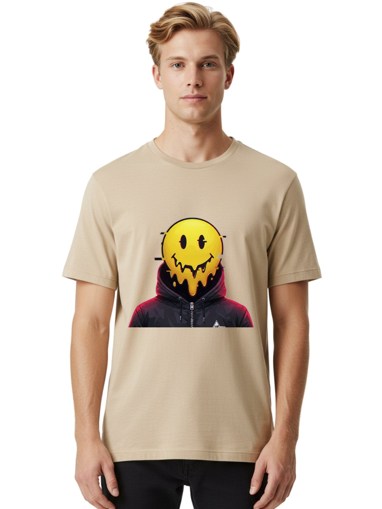 Melting-Smiley-Hoodie Men'S Graphic Tee, 100% Cotton, Comfortable Casual Summer Wear, Machine Washable, Vintage Camera, Old Camera, Antique Camera, Black Camera, Classic Photography, Photography Equipment, Nostalgic Device, Film Camera, Bam873 25