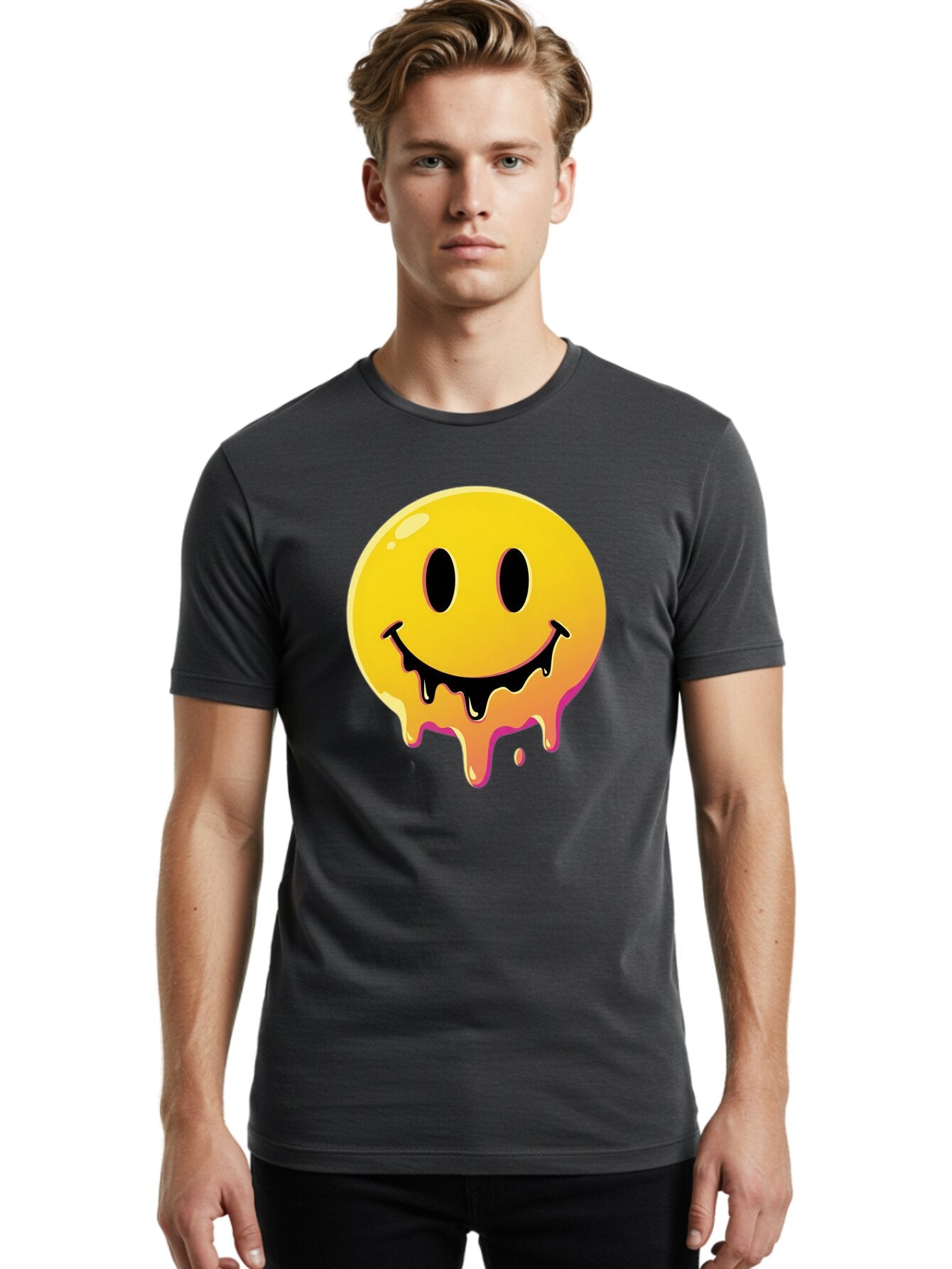 Melting-Smiley Men'S Graphic Tee, 100% Cotton, Comfortable Casual Summer Wear, Machine Washable, Vintage Camera, Old Camera, Antique Camera, Black Camera, Classic Photography, Photography Equipment, Nostalgic Device, Film Camera, Camera Art Bam874 16
