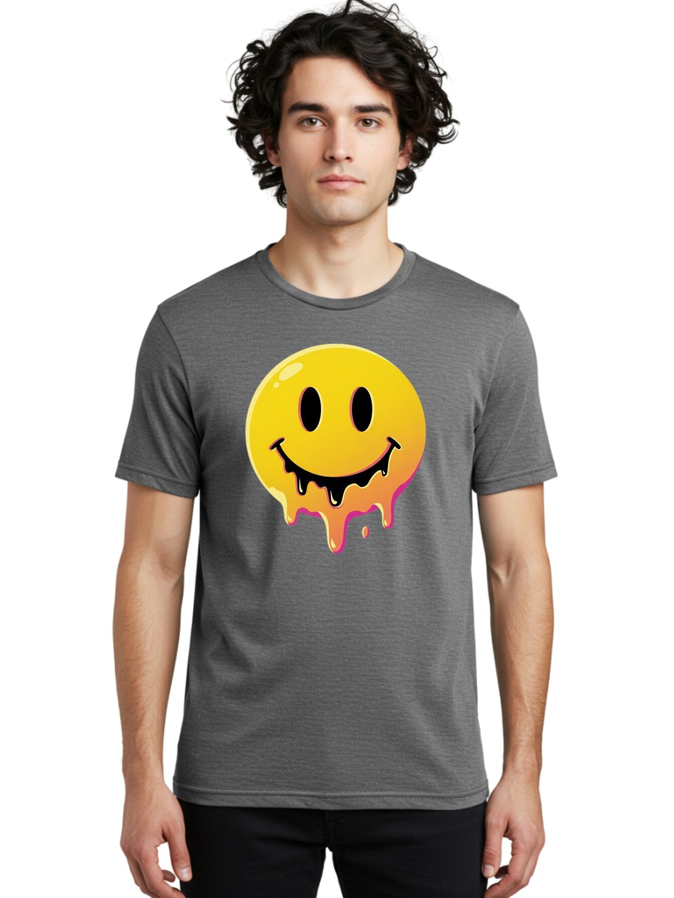 Melting-Smiley Men'S Graphic Tee, 100% Cotton, Comfortable Casual Summer Wear, Machine Washable, Vintage Camera, Old Camera, Antique Camera, Black Camera, Classic Photography, Photography Equipment, Nostalgic Device, Film Camera, Camera Art Bam874 30