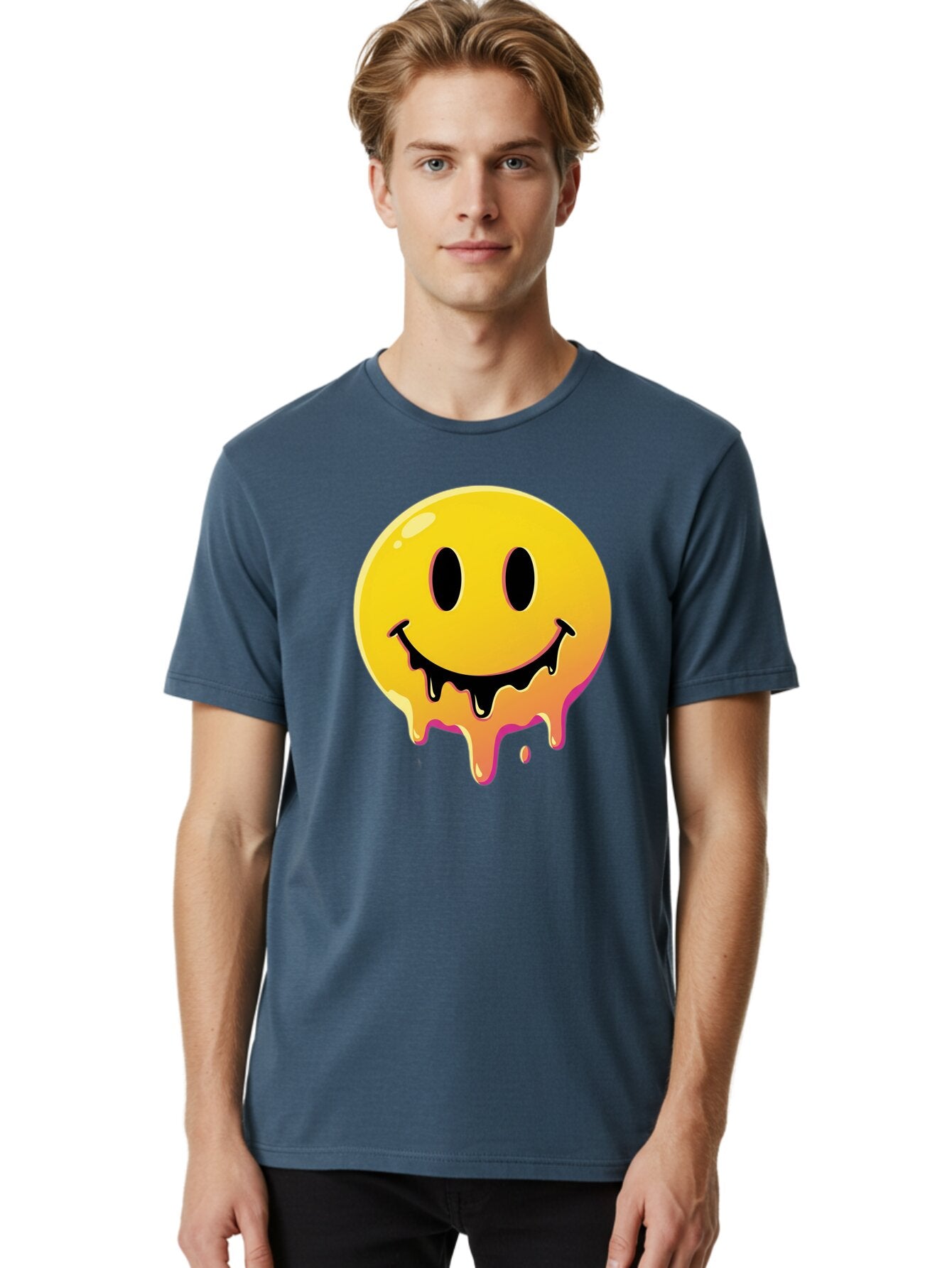 Melting-Smiley Men'S Graphic Tee, 100% Cotton, Comfortable Casual Summer Wear, Machine Washable, Vintage Camera, Old Camera, Antique Camera, Black Camera, Classic Photography, Photography Equipment, Nostalgic Device, Film Camera, Camera Art Bam874 26