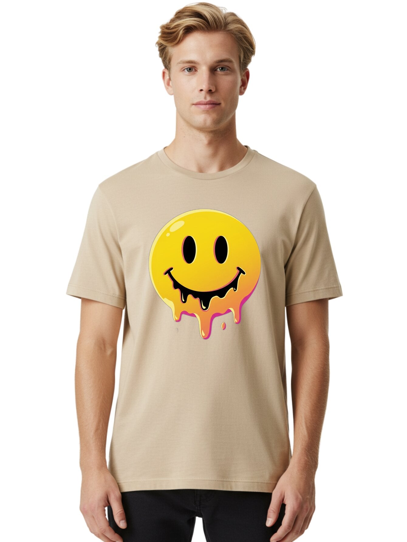 Melting-Smiley Men'S Graphic Tee, 100% Cotton, Comfortable Casual Summer Wear, Machine Washable, Vintage Camera, Old Camera, Antique Camera, Black Camera, Classic Photography, Photography Equipment, Nostalgic Device, Film Camera, Camera Art Bam874 18