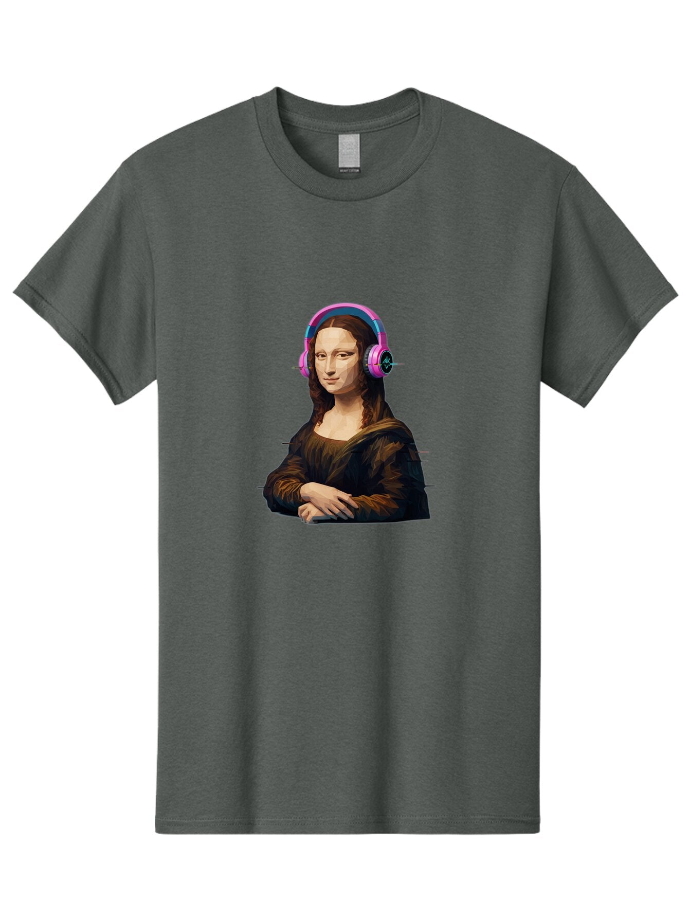 Mona-Lisa-Headphones-1 Men'S Graphic Tee, 100% Cotton, Comfortable Casual Summer Wear, Machine Washable, Vintage Camera, Old Camera, Antique Camera, Black Camera, Classic Photography, Photography Equipment, Nostalgic Device, Film Camera, Bam901 14