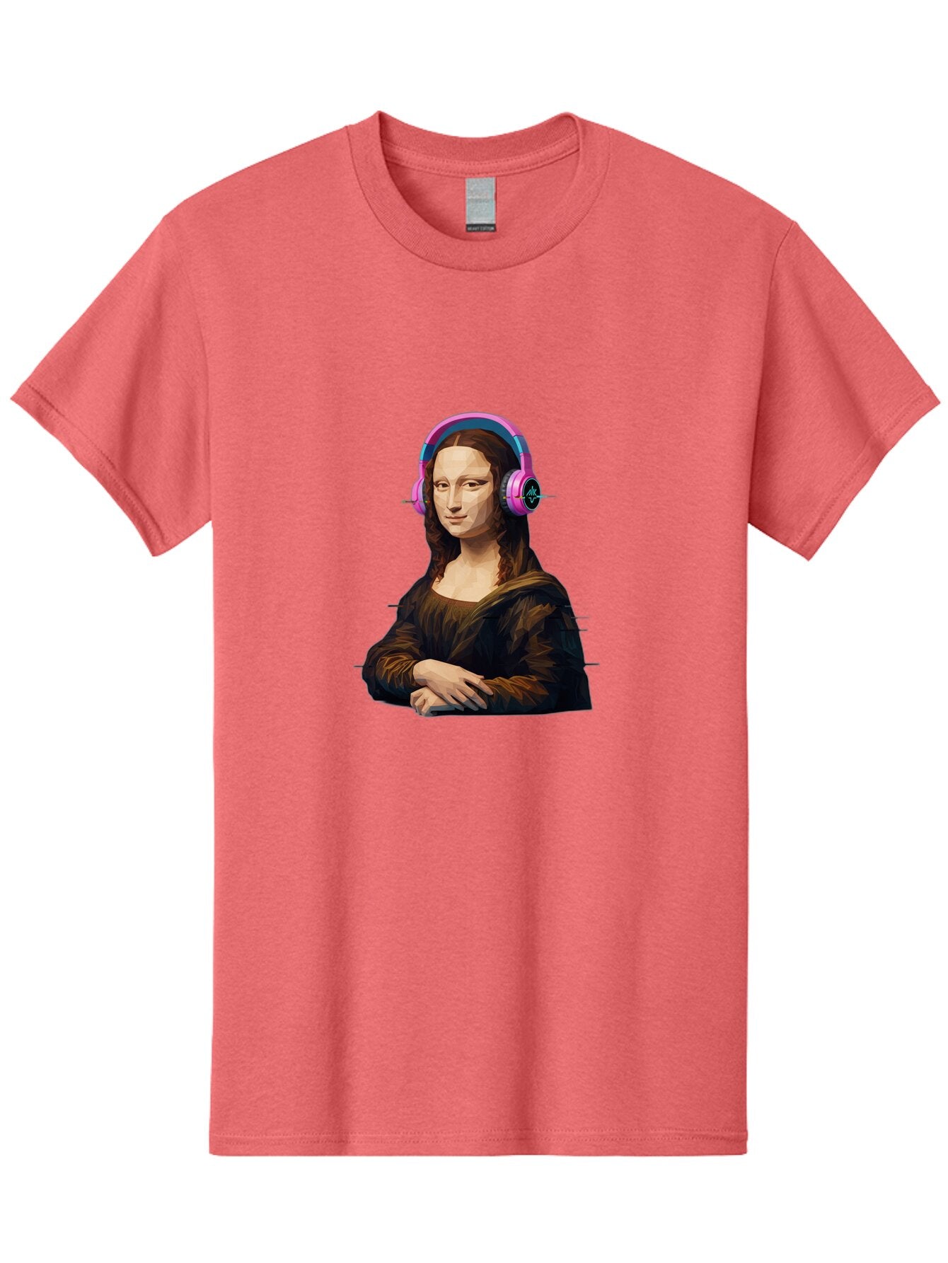 Mona-Lisa-Headphones-1 Men'S Graphic Tee, 100% Cotton, Comfortable Casual Summer Wear, Machine Washable, Vintage Camera, Old Camera, Antique Camera, Black Camera, Classic Photography, Photography Equipment, Nostalgic Device, Film Camera, Bam901 11