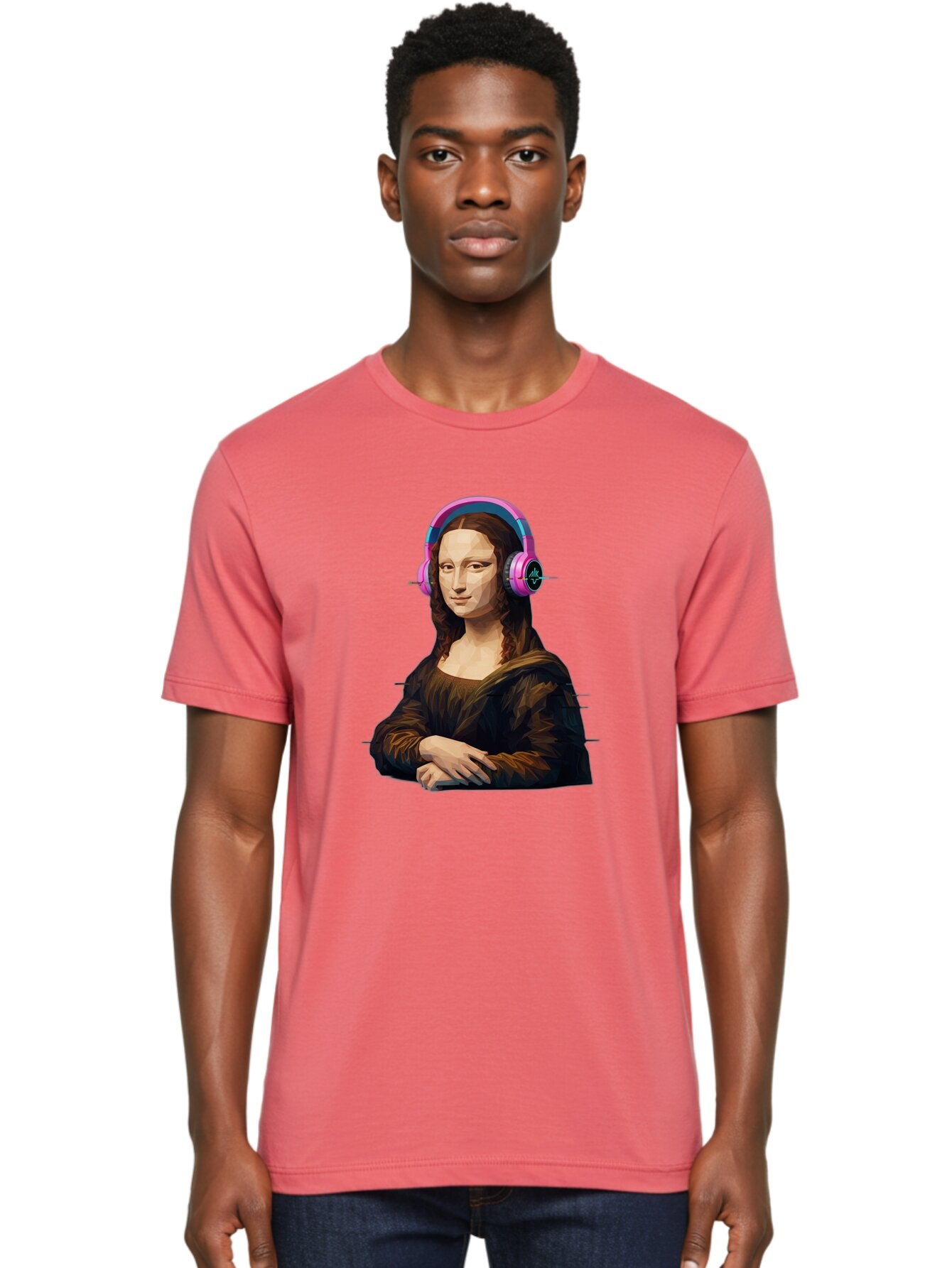 Mona-Lisa-Headphones-1 Men'S Graphic Tee, 100% Cotton, Comfortable Casual Summer Wear, Machine Washable, Vintage Camera, Old Camera, Antique Camera, Black Camera, Classic Photography, Photography Equipment, Nostalgic Device, Film Camera, Bam901 27