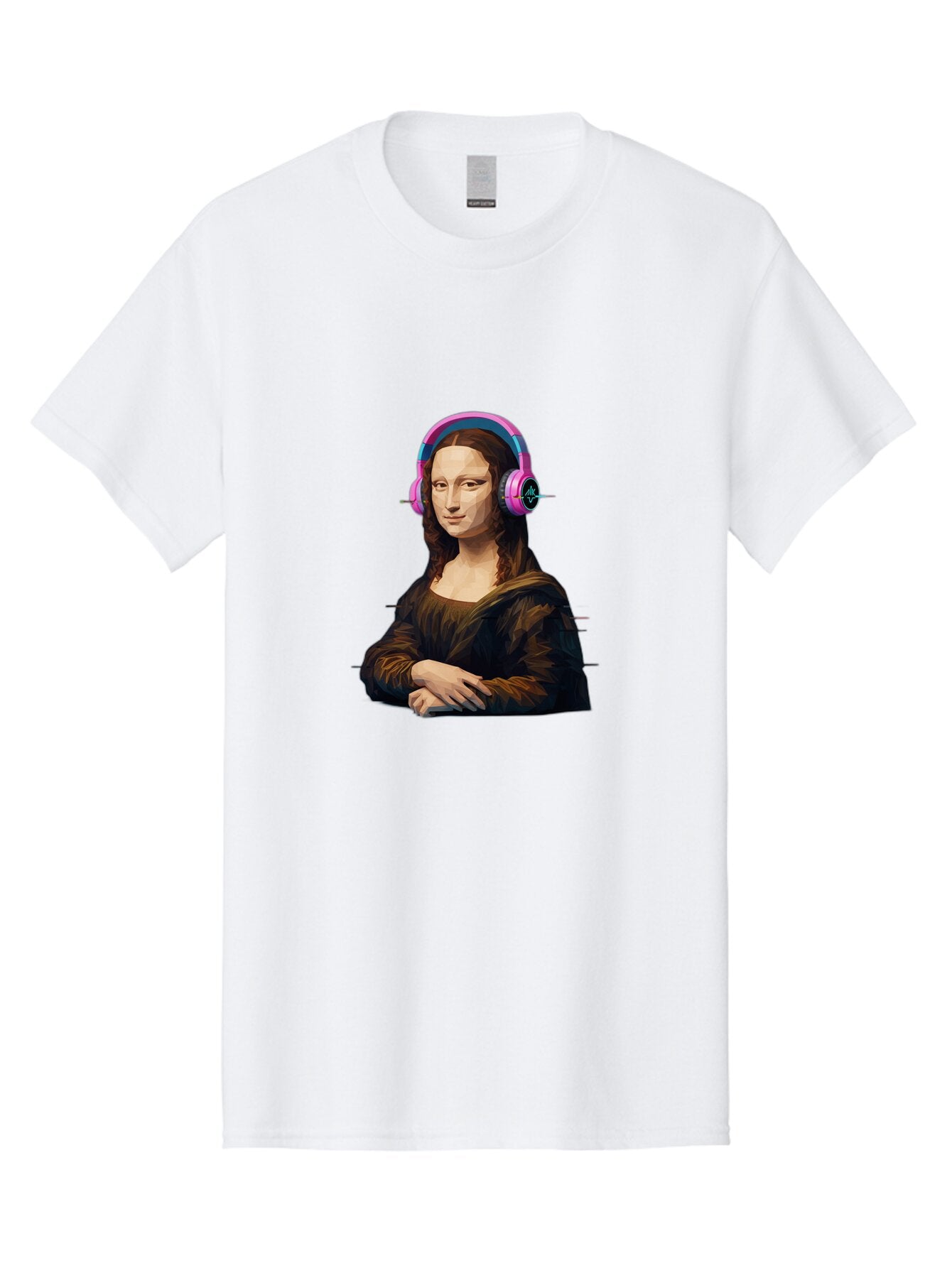Mona-Lisa-Headphones-1 Men'S Graphic Tee, 100% Cotton, Comfortable Casual Summer Wear, Machine Washable, Vintage Camera, Old Camera, Antique Camera, Black Camera, Classic Photography, Photography Equipment, Nostalgic Device, Film Camera, Bam901 12