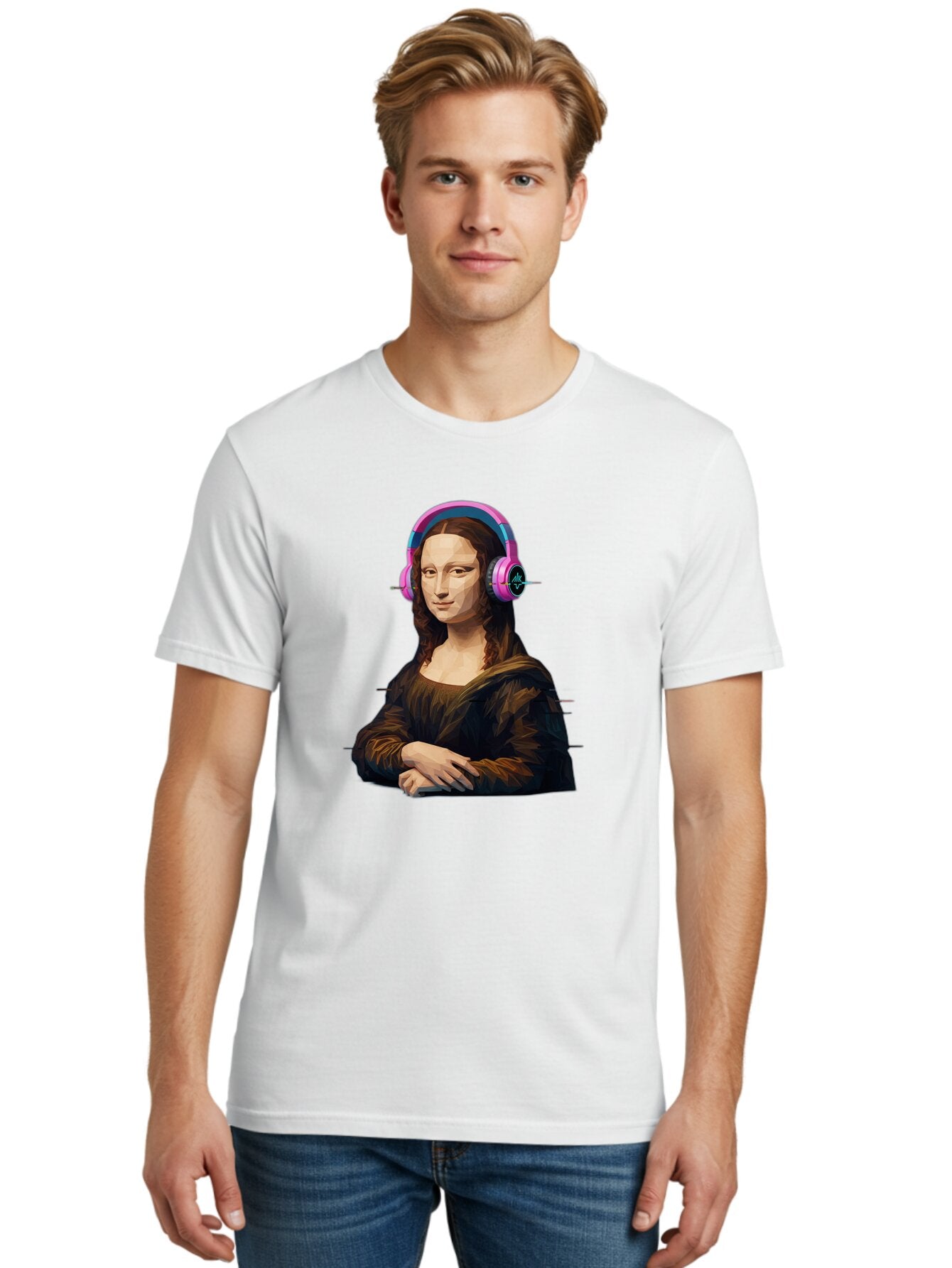 Mona-Lisa-Headphones-1 Men'S Graphic Tee, 100% Cotton, Comfortable Casual Summer Wear, Machine Washable, Vintage Camera, Old Camera, Antique Camera, Black Camera, Classic Photography, Photography Equipment, Nostalgic Device, Film Camera, Bam901 28
