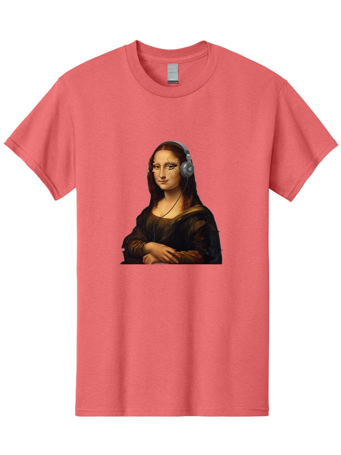 Mona-Lisa-Headphones-2 Men'S Graphic Tee, 100% Cotton, Comfortable Casual Summer Wear, Machine Washable, Vintage Camera, Old Camera, Antique Camera, Black Camera, Classic Photography, Photography Equipment, Nostalgic Device, Film Camera, Bam902 7