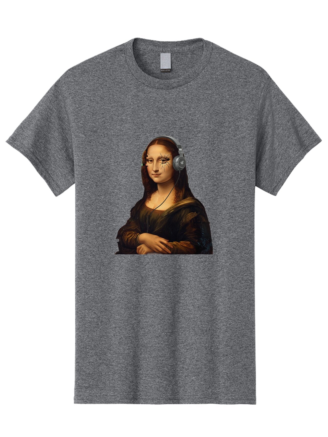 Mona-Lisa-Headphones-2 Men'S Graphic Tee, 100% Cotton, Comfortable Casual Summer Wear, Machine Washable, Vintage Camera, Old Camera, Antique Camera, Black Camera, Classic Photography, Photography Equipment, Nostalgic Device, Film Camera, Bam902 9