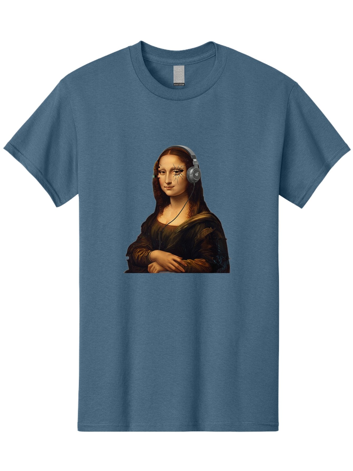 Mona-Lisa-Headphones-2 Men'S Graphic Tee, 100% Cotton, Comfortable Casual Summer Wear, Machine Washable, Vintage Camera, Old Camera, Antique Camera, Black Camera, Classic Photography, Photography Equipment, Nostalgic Device, Film Camera, Bam902 6