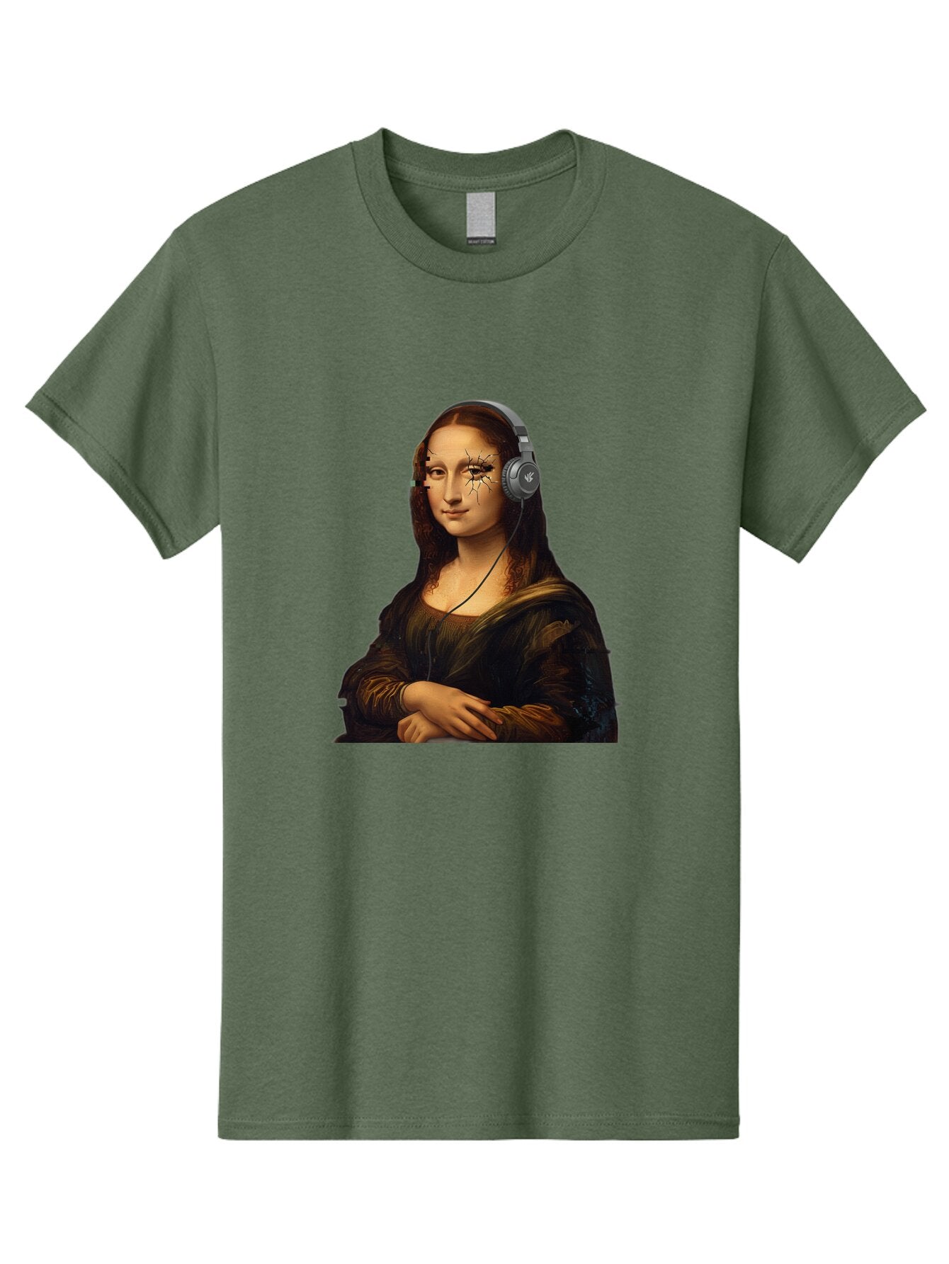 Mona-Lisa-Headphones-2 Men'S Graphic Tee, 100% Cotton, Comfortable Casual Summer Wear, Machine Washable, Vintage Camera, Old Camera, Antique Camera, Black Camera, Classic Photography, Photography Equipment, Nostalgic Device, Film Camera, Bam902 12