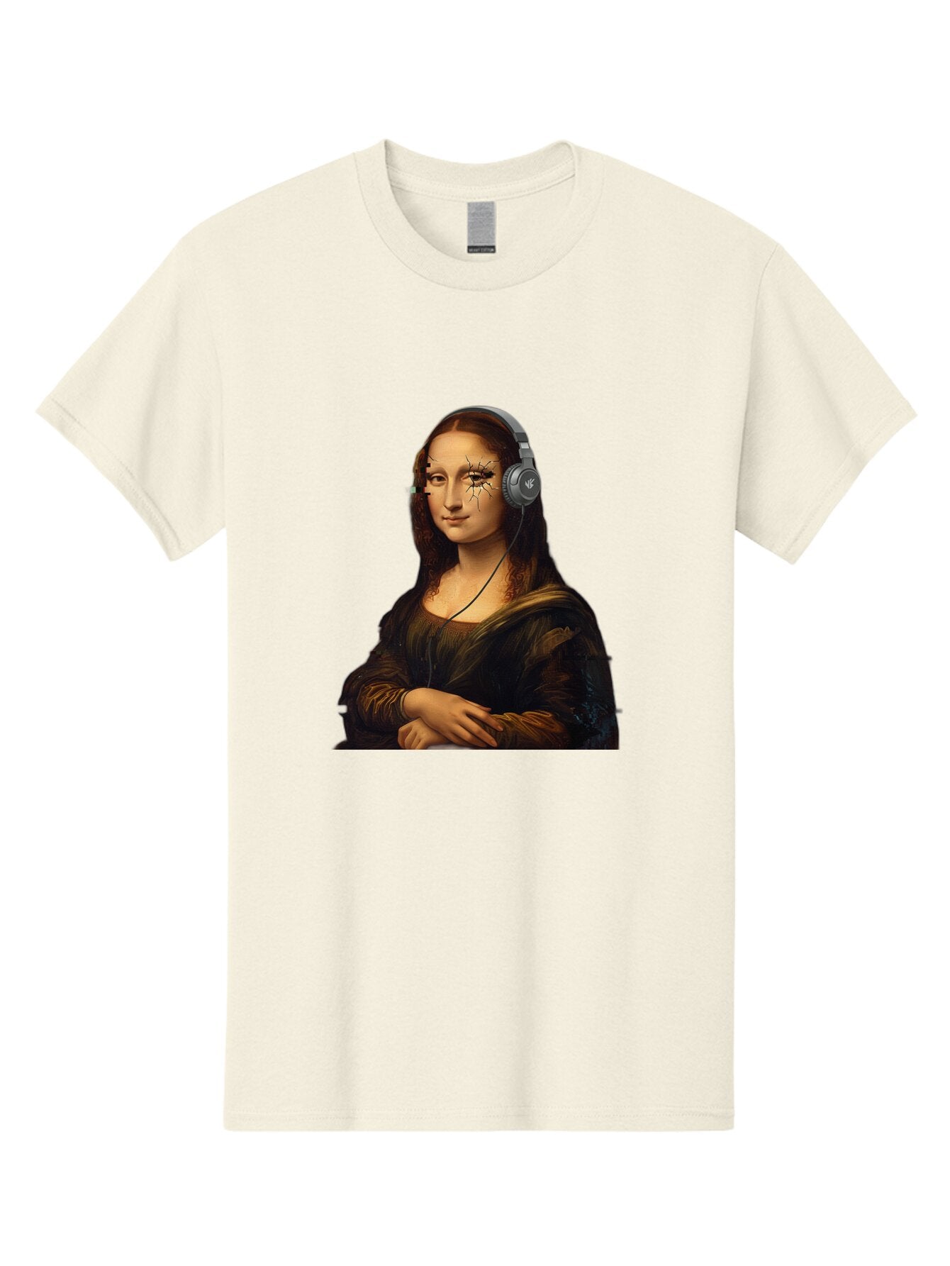 Mona-Lisa-Headphones-2 Men'S Graphic Tee, 100% Cotton, Comfortable Casual Summer Wear, Machine Washable, Vintage Camera, Old Camera, Antique Camera, Black Camera, Classic Photography, Photography Equipment, Nostalgic Device, Film Camera, Bam902 8