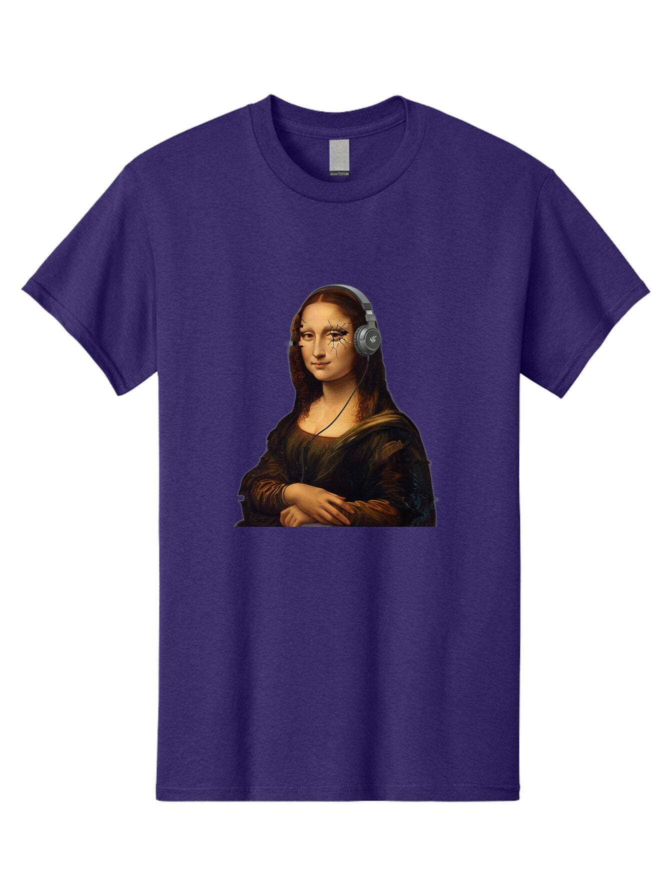 Mona-Lisa-Headphones-2 Men'S Graphic Tee, 100% Cotton, Comfortable Casual Summer Wear, Machine Washable, Vintage Camera, Old Camera, Antique Camera, Black Camera, Classic Photography, Photography Equipment, Nostalgic Device, Film Camera, Bam902 10