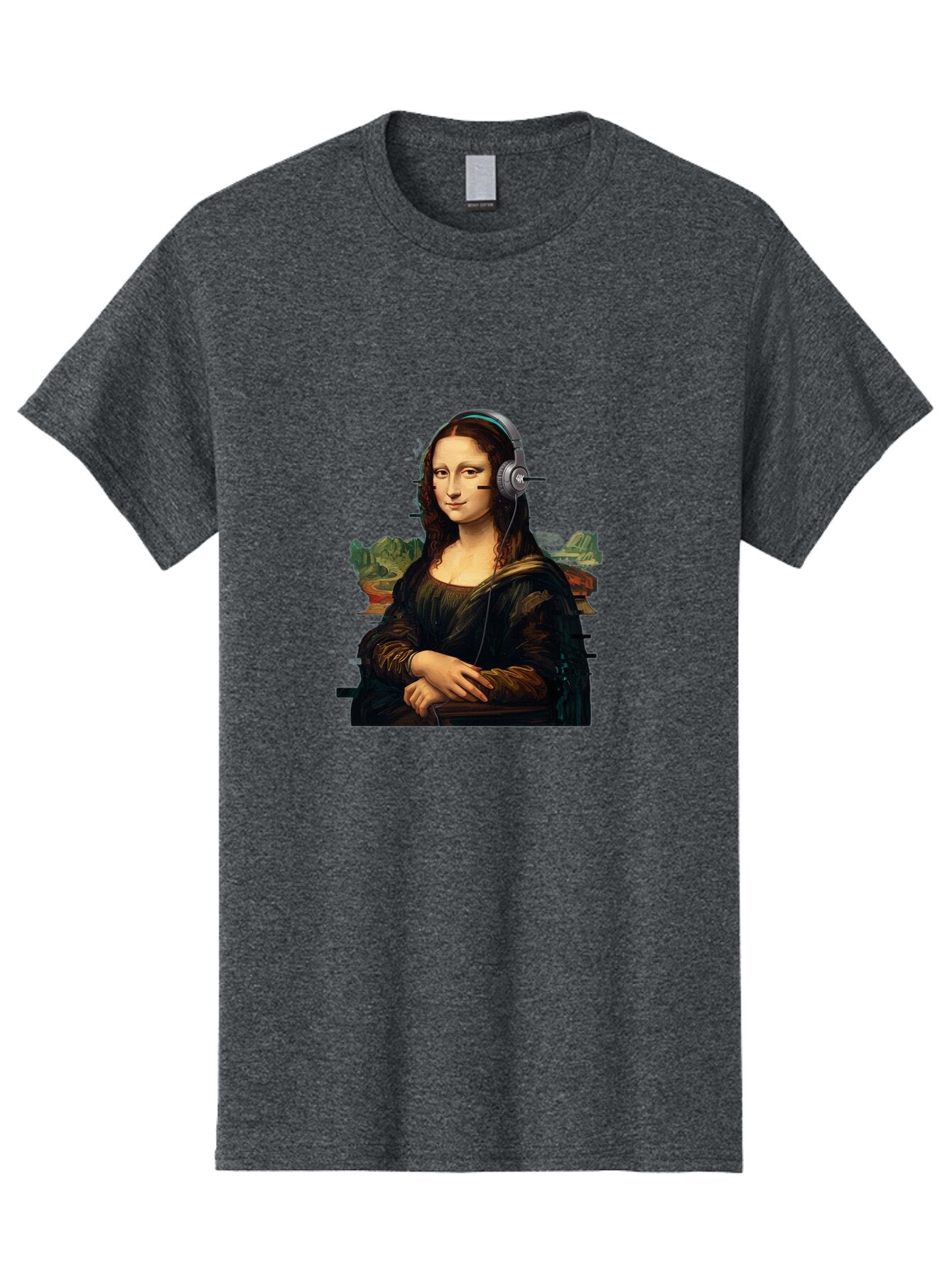 Mona-Lisa-Headphones-3 Men'S Graphic Tee, 100% Cotton, Comfortable Casual Summer Wear, Machine Washable, Vintage Camera, Old Camera, Antique Camera, Black Camera, Classic Photography, Photography Equipment, Nostalgic Device, Film Camera, Bam903 4